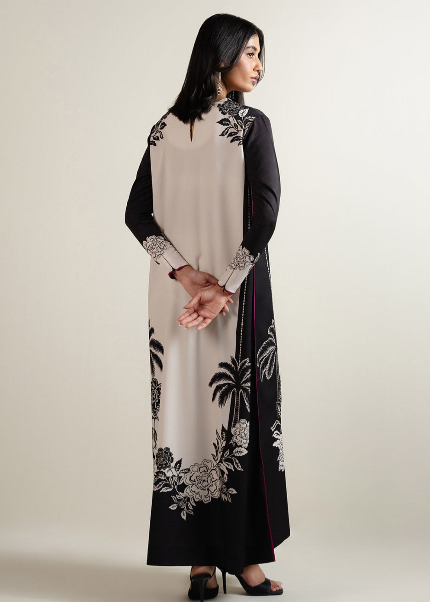 poly lawn Kurta Set in Ink