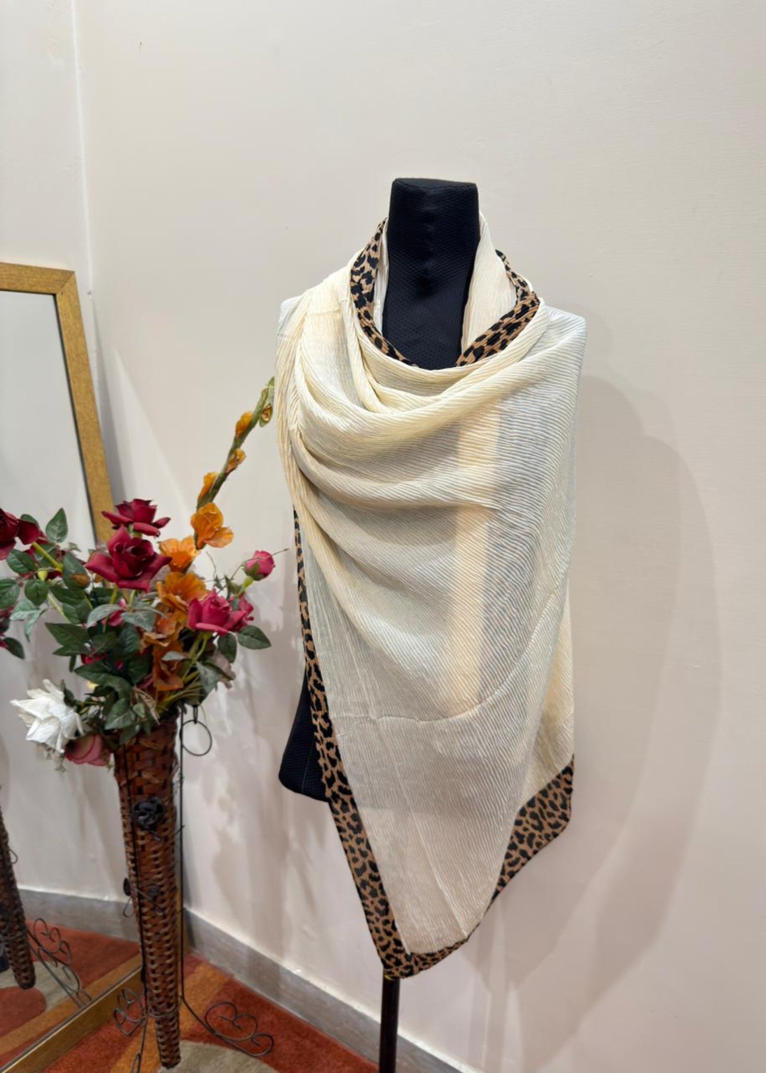 textured lawn Hijab in Cream