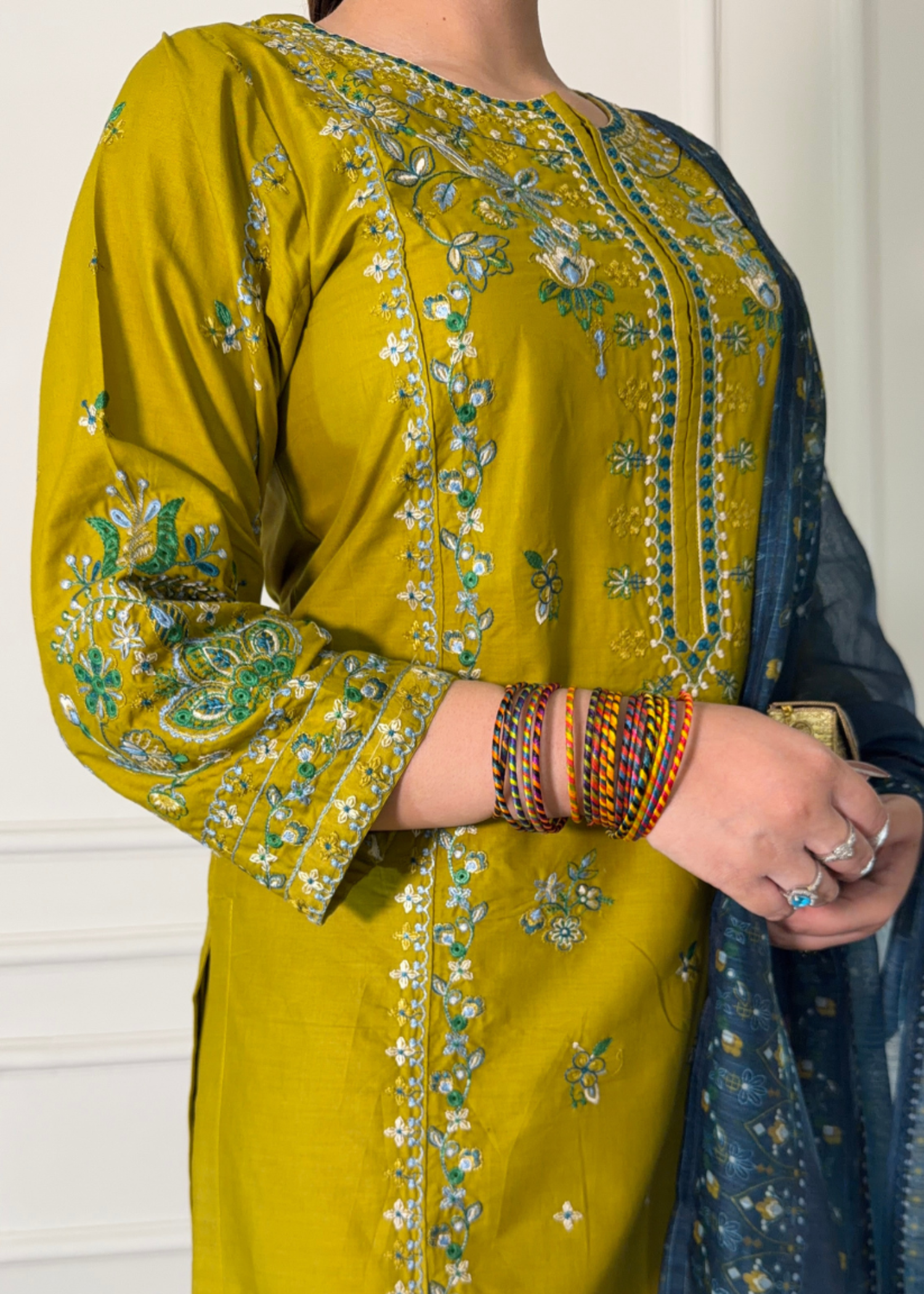 lawn cotton Kurta Set in Pear