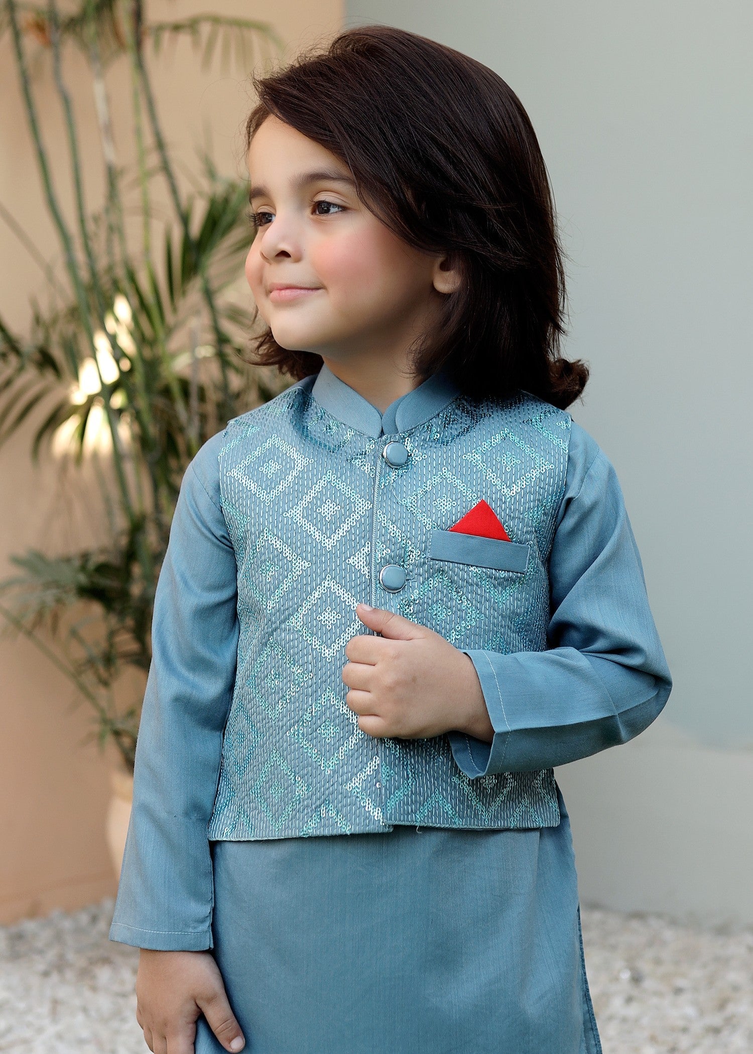 suiting Waistcoat in Light blue