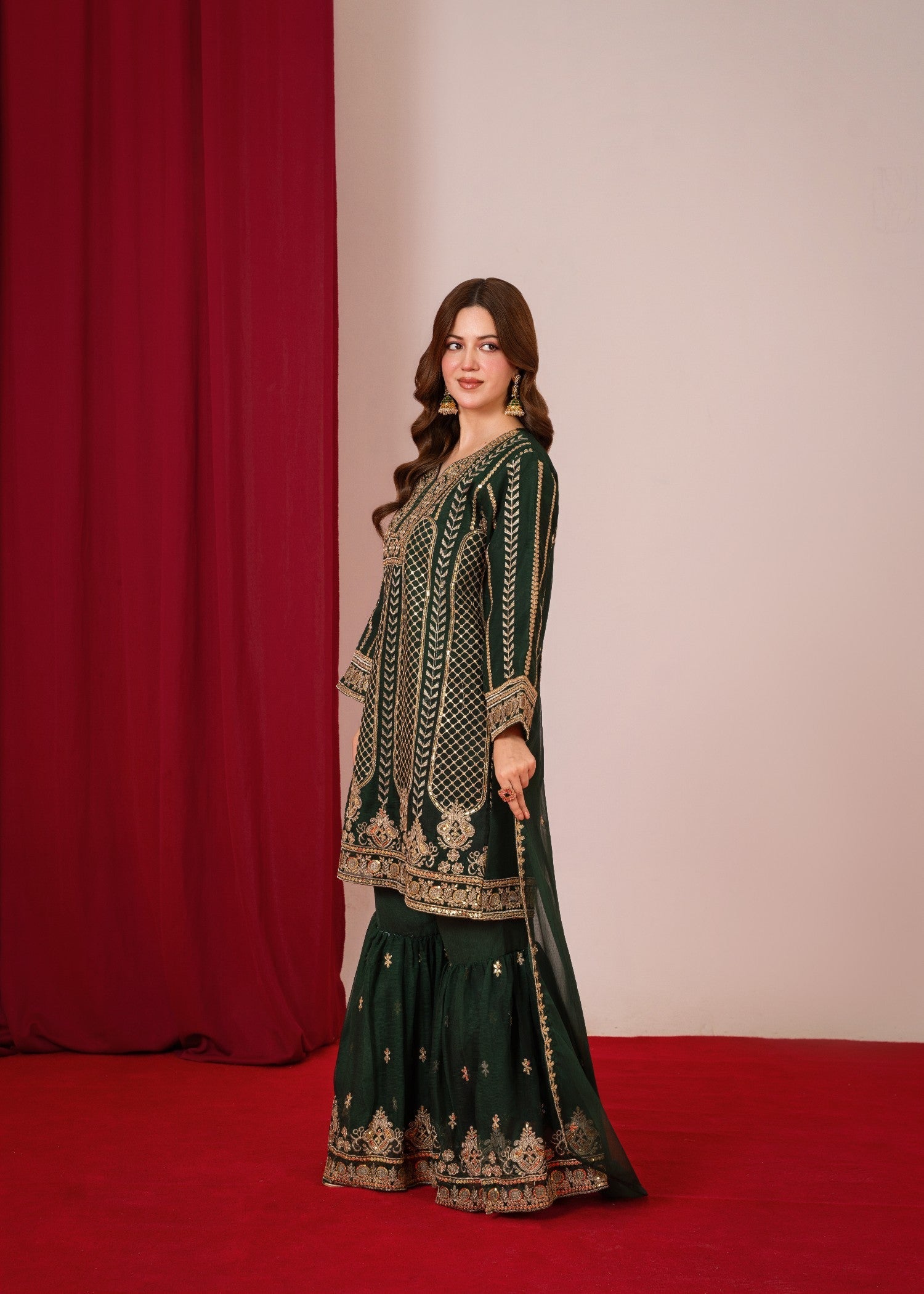 chiffon Gharara in Green