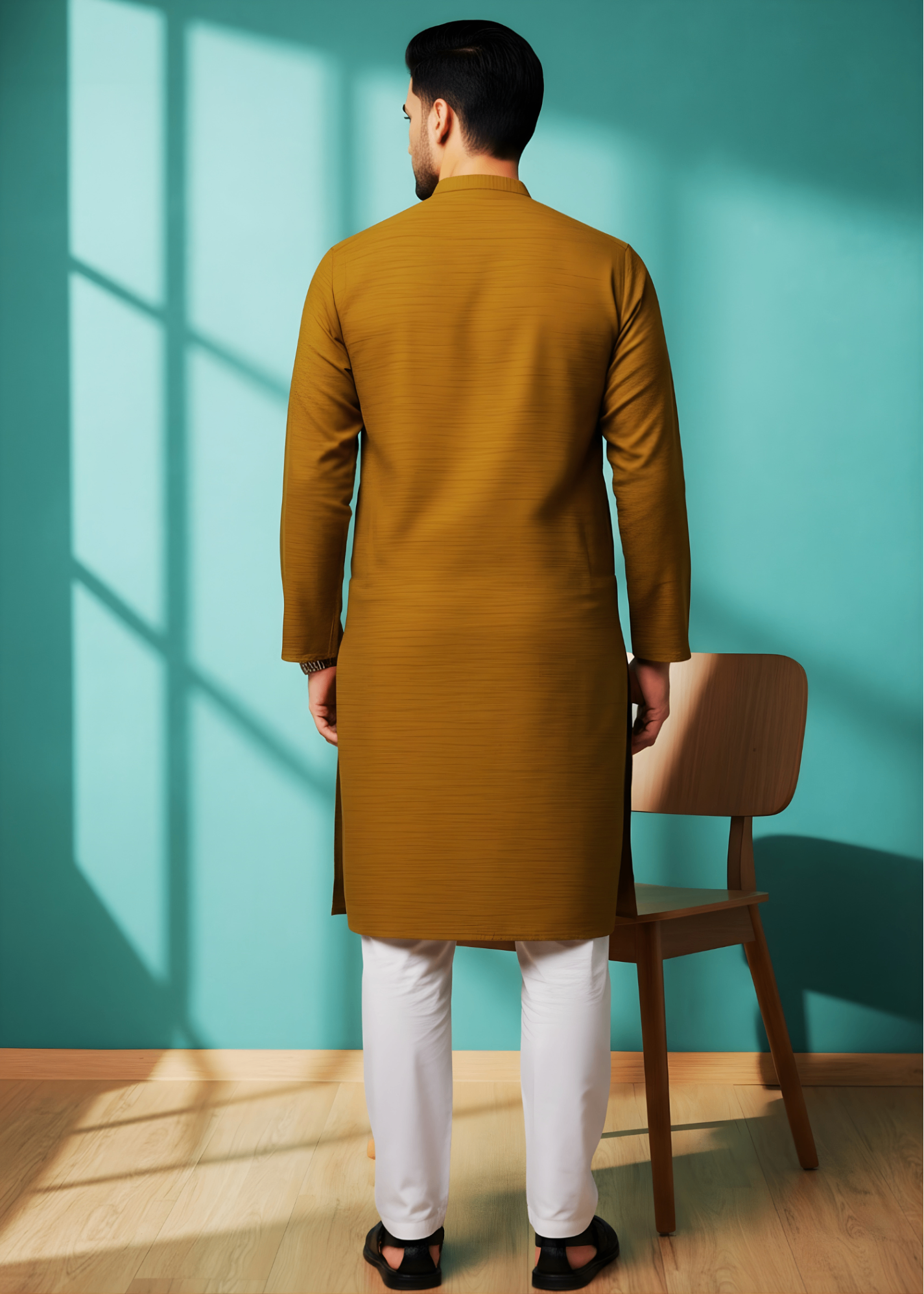 cotton linen Kurta in Olive green