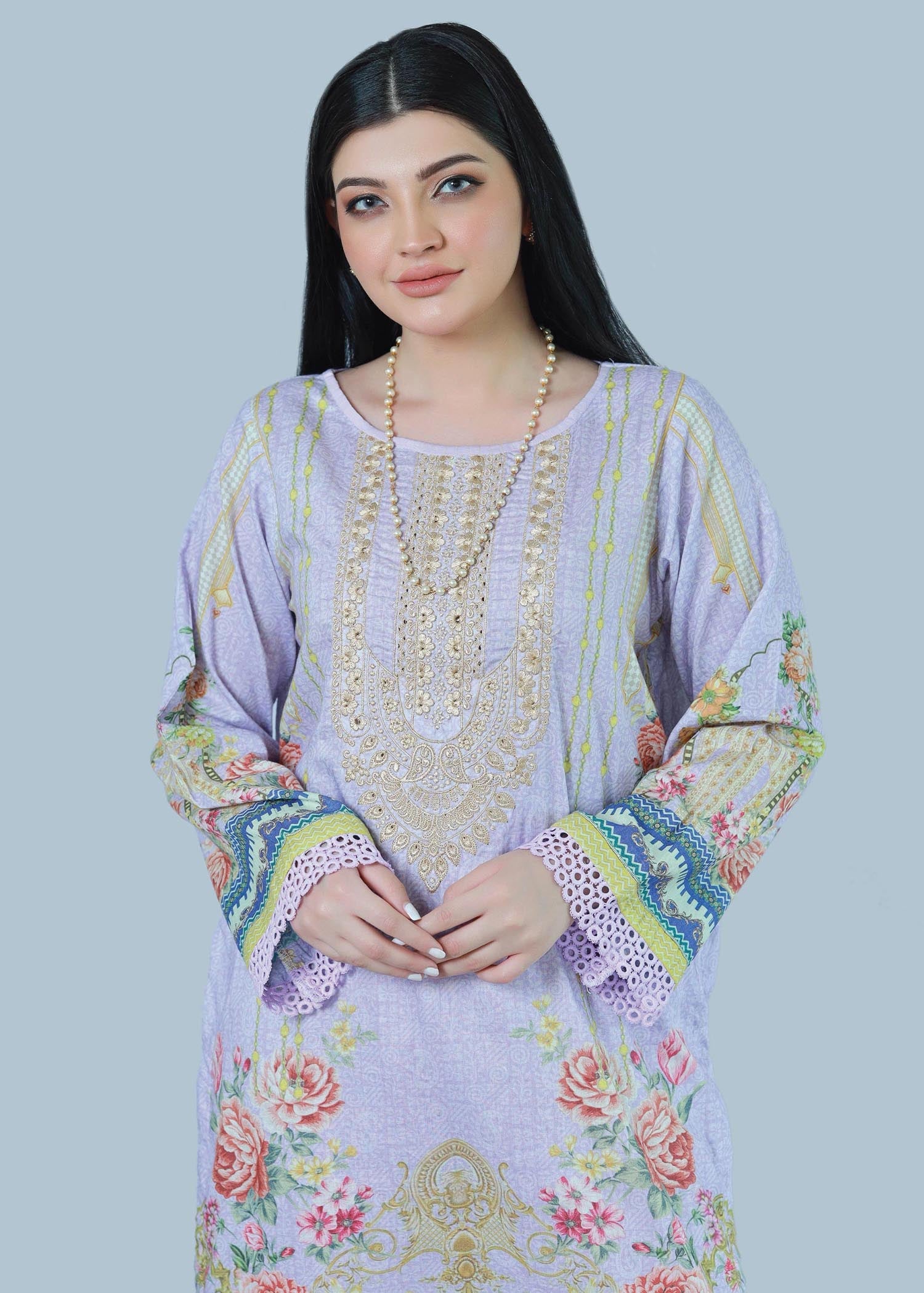 lawn Kurta Set in Lavender