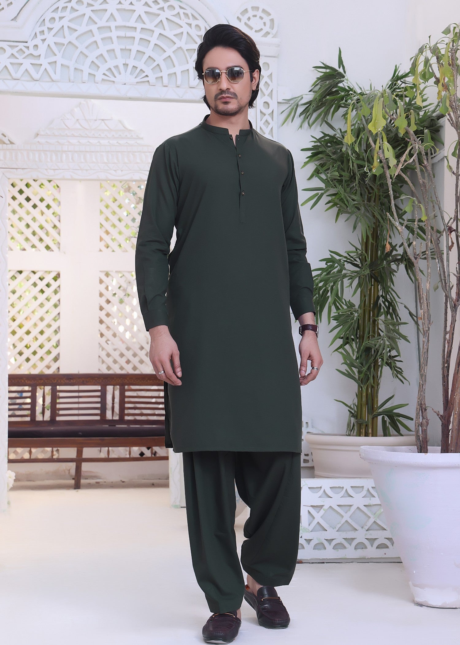 wash & wear Shalwar Kameez in Green by The Great Masters (TGM)
