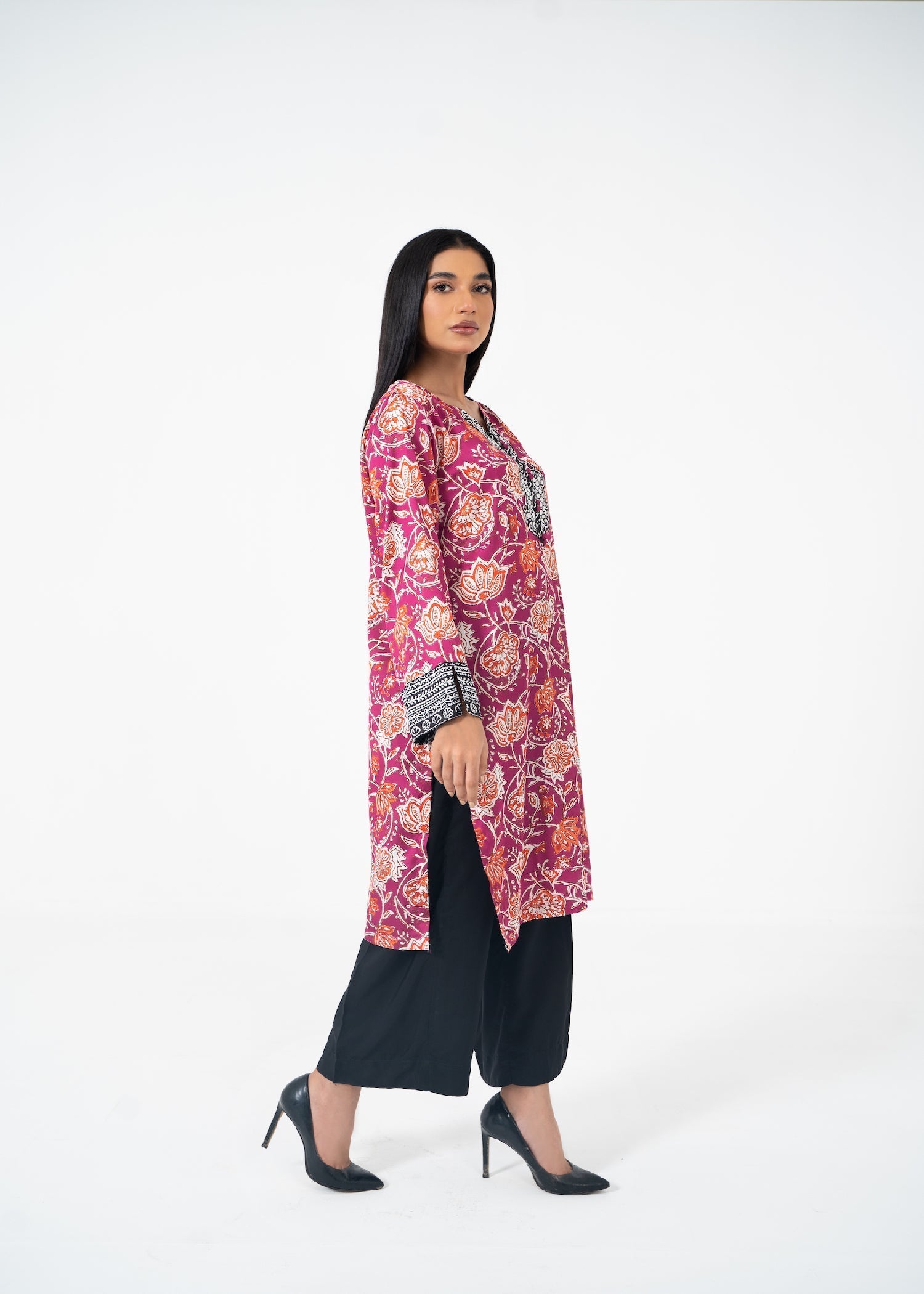 satin silk Kurti in Magenta