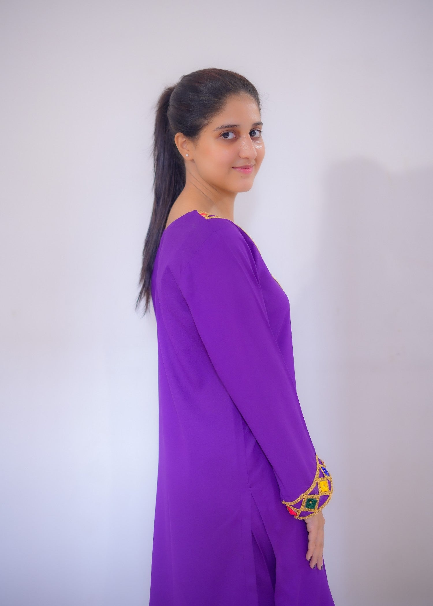 georgette Kurta Set in Electric purple
