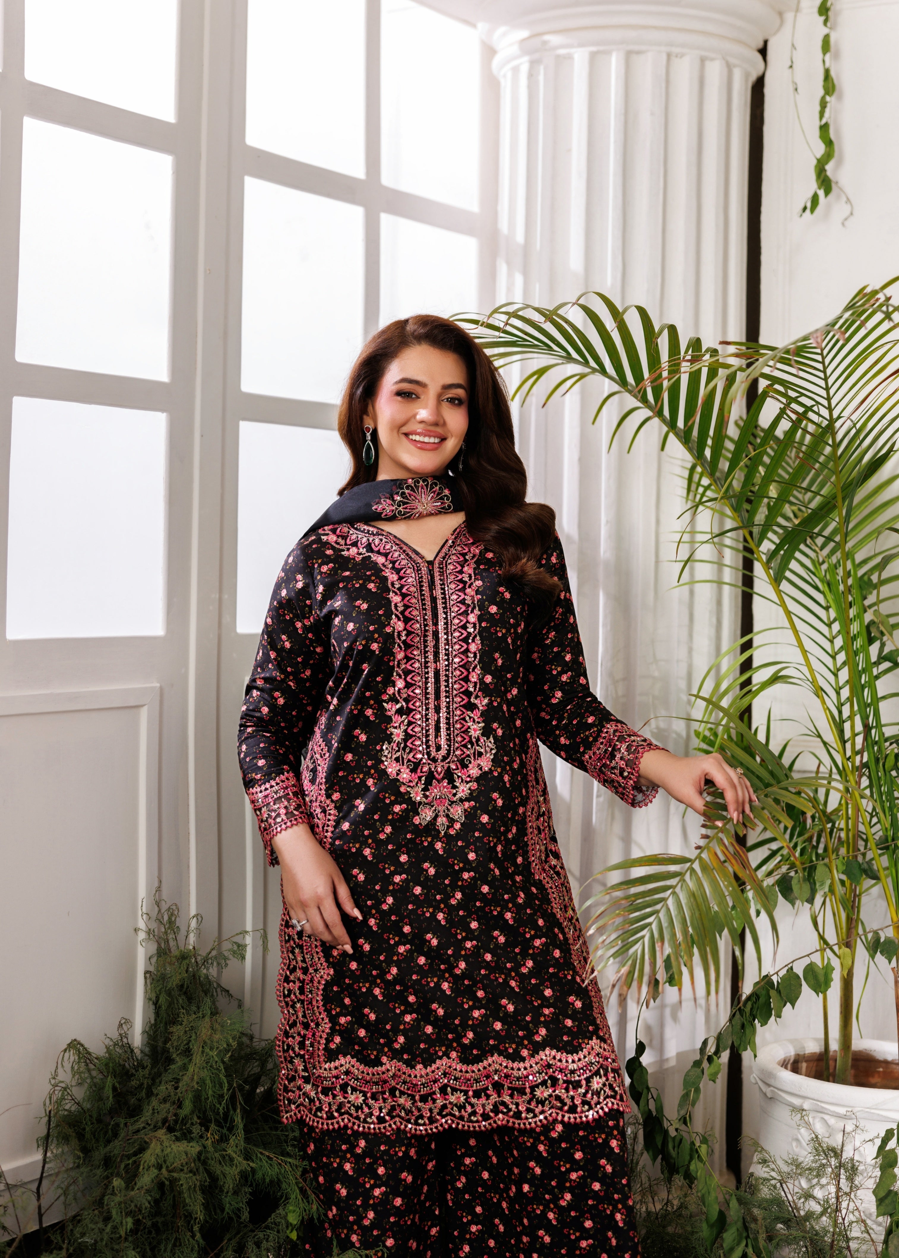 cotton dobby Kurta Set in Jet black