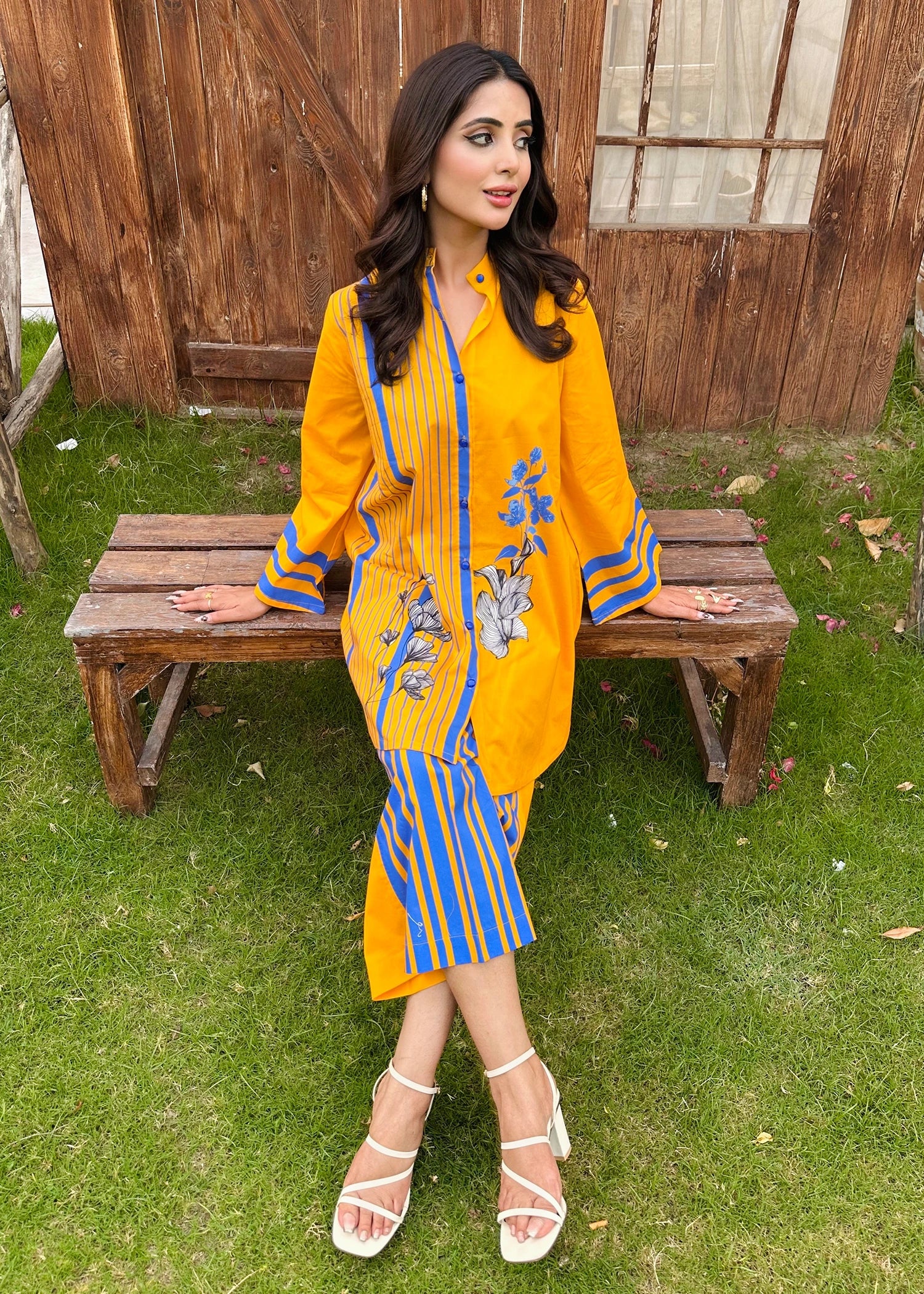 lawn Co ord Sets in Honey, blue