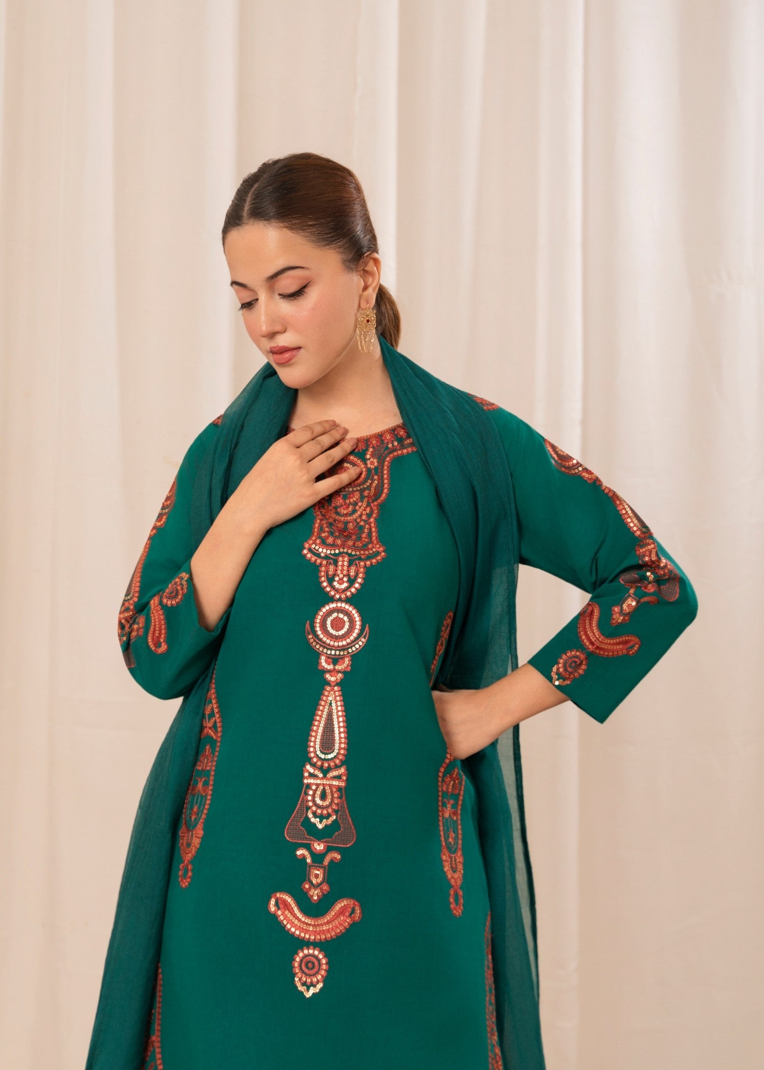 cotton viscose Kurta Set in Hot pink