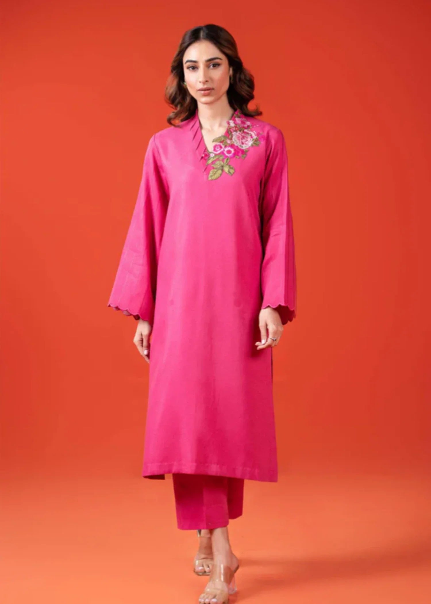 dobby Kurta Set in Bubblegum pink