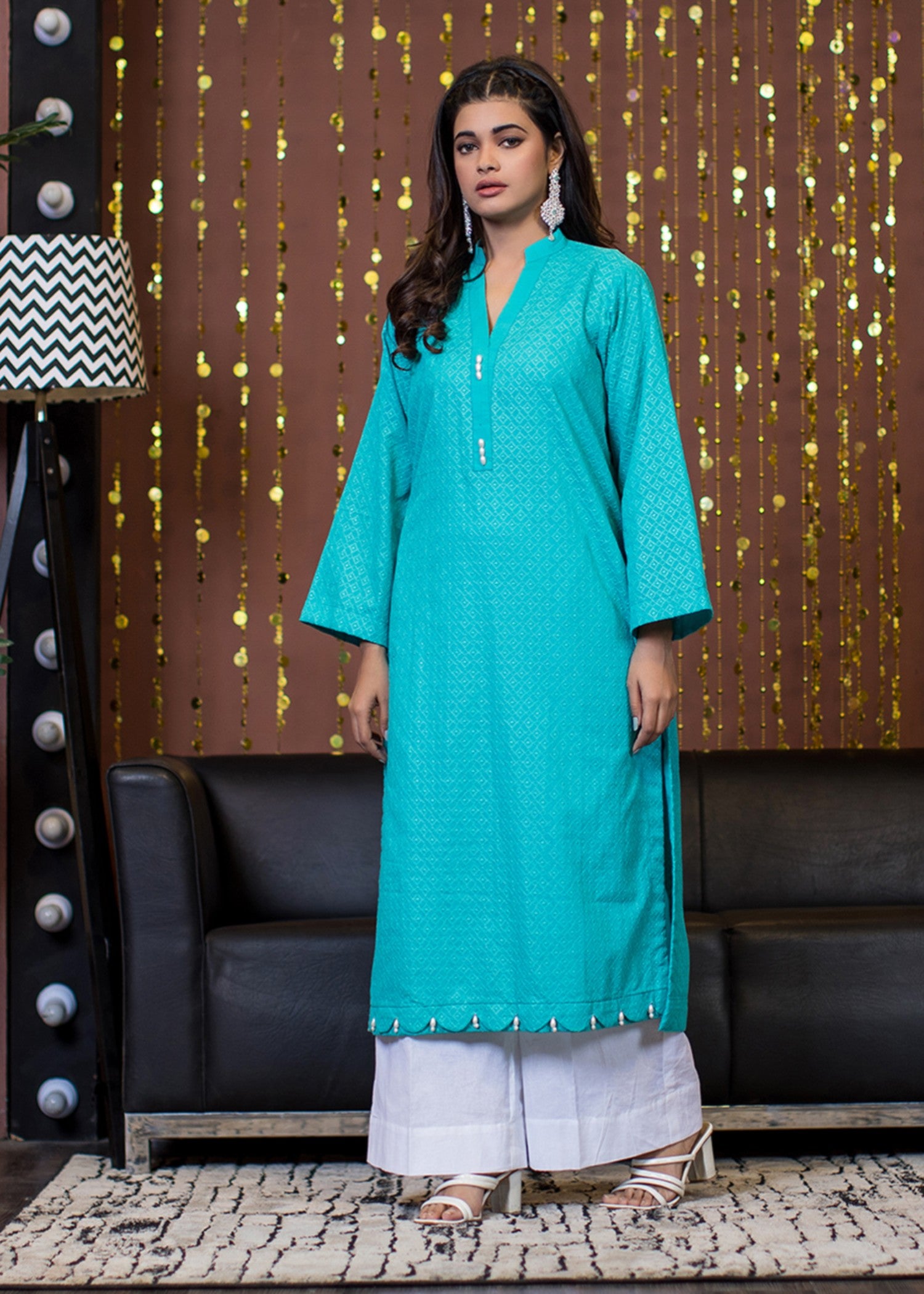 cotton Kurti in Turquoise