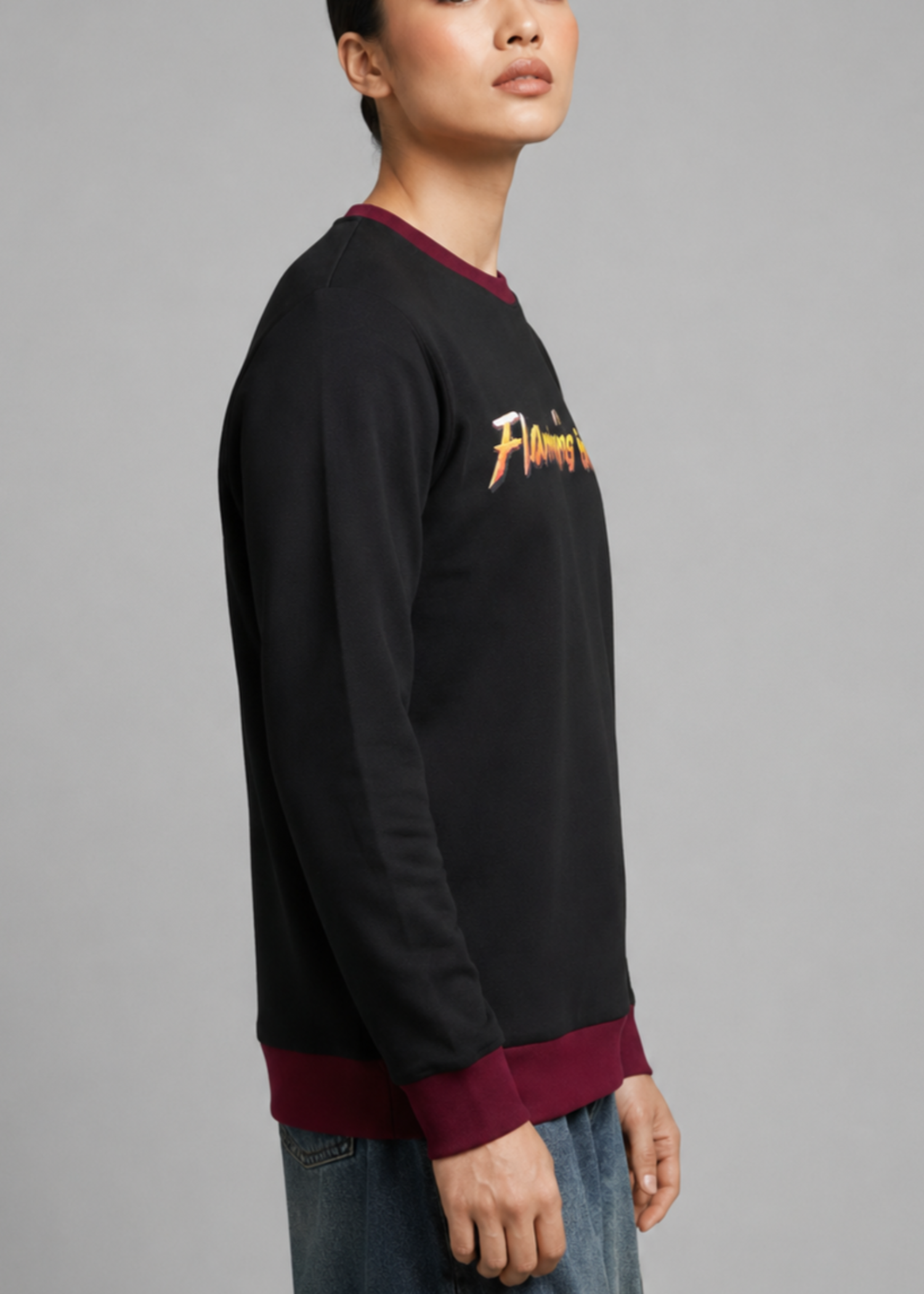 fleece jersey knit Sweatshirt in Black