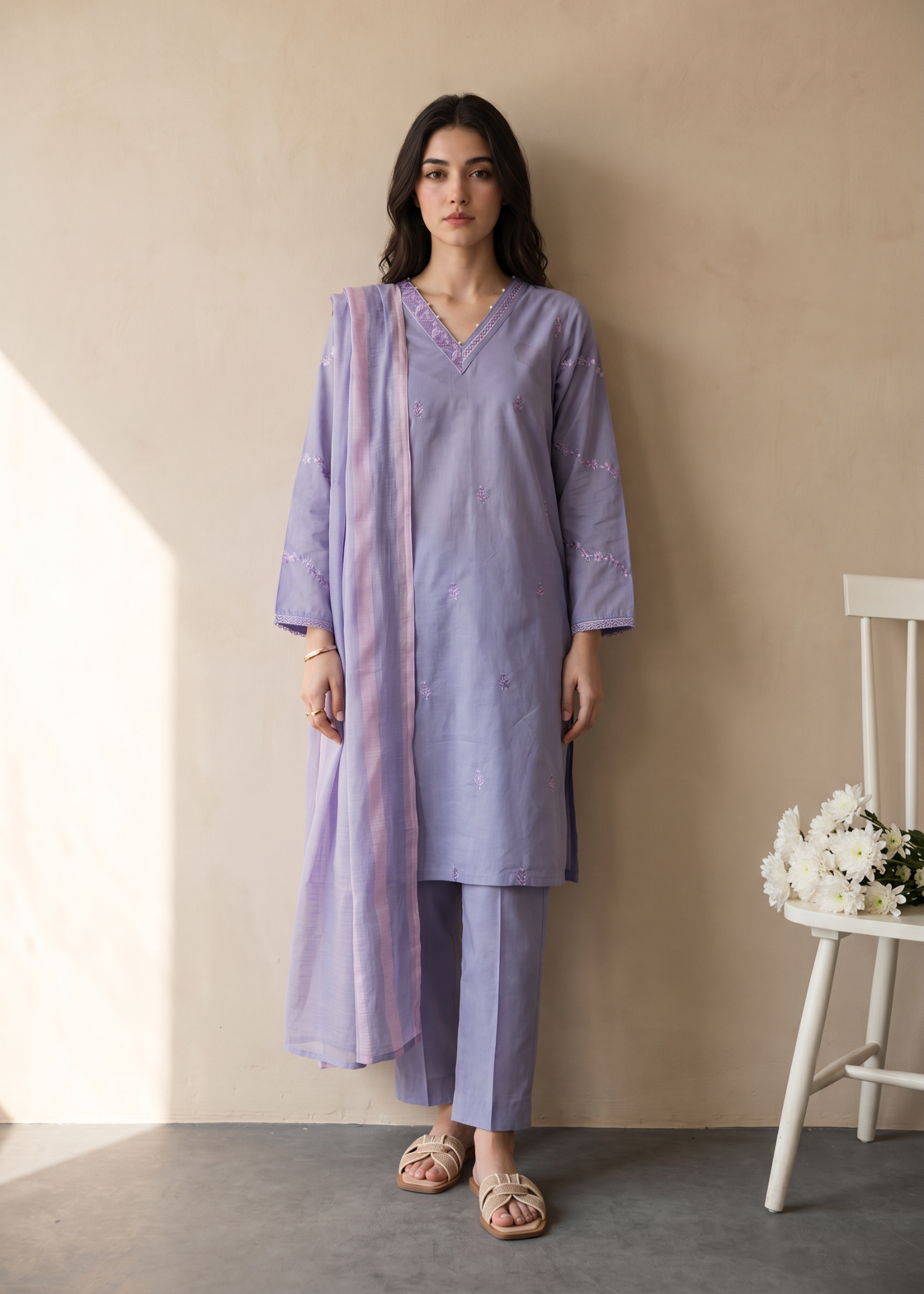lawn Kurta Set in Bluebell