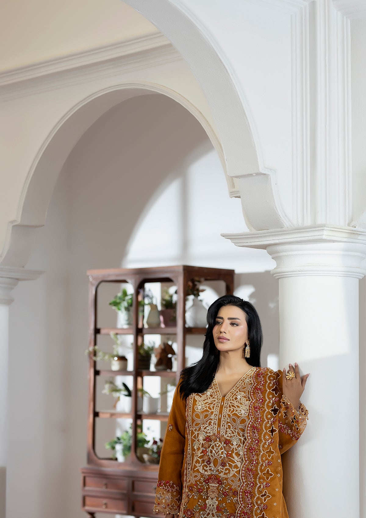 organza Kurta Set in Mustard