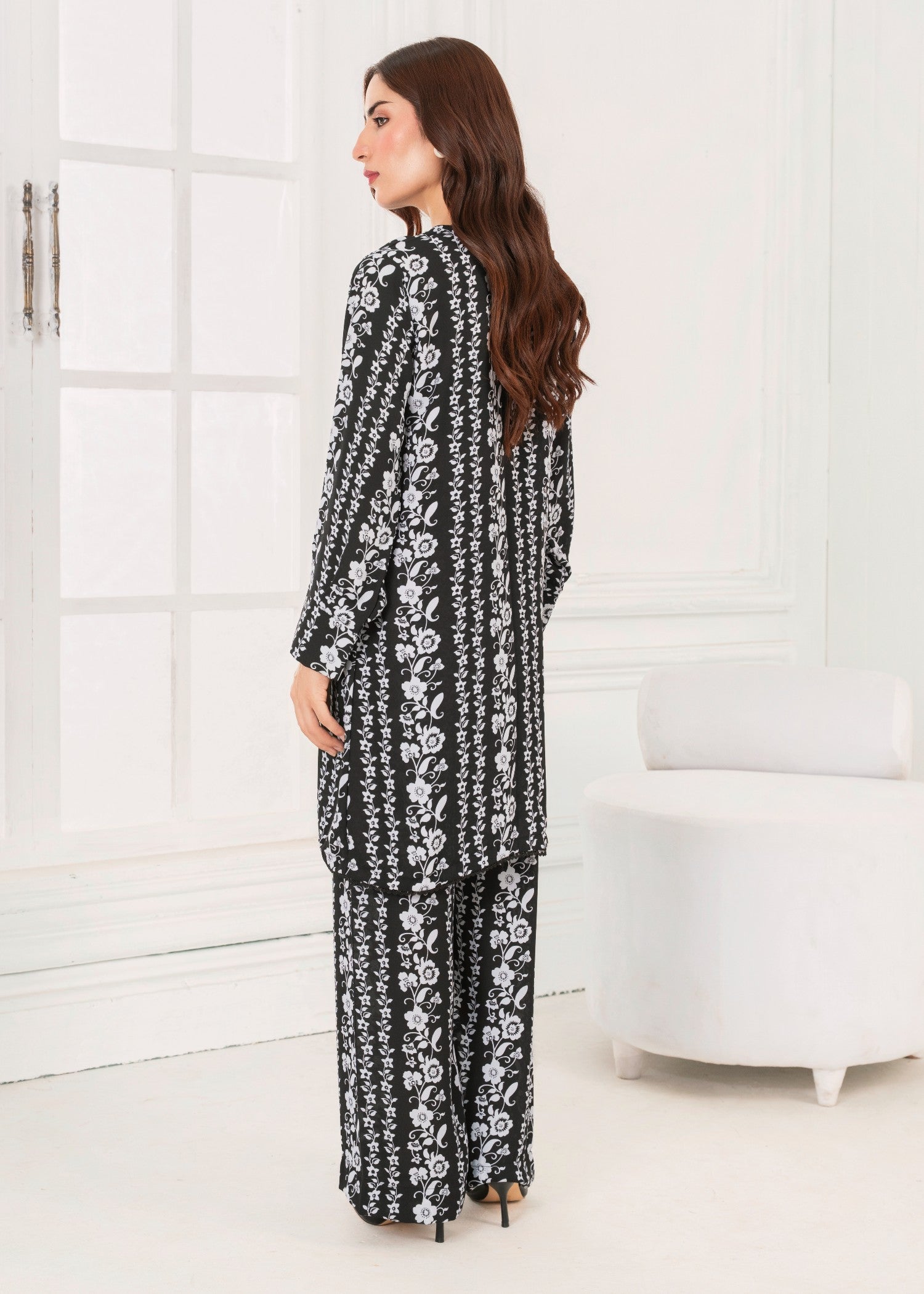 georgette chiffon Co Ord Sets in Charcoal black