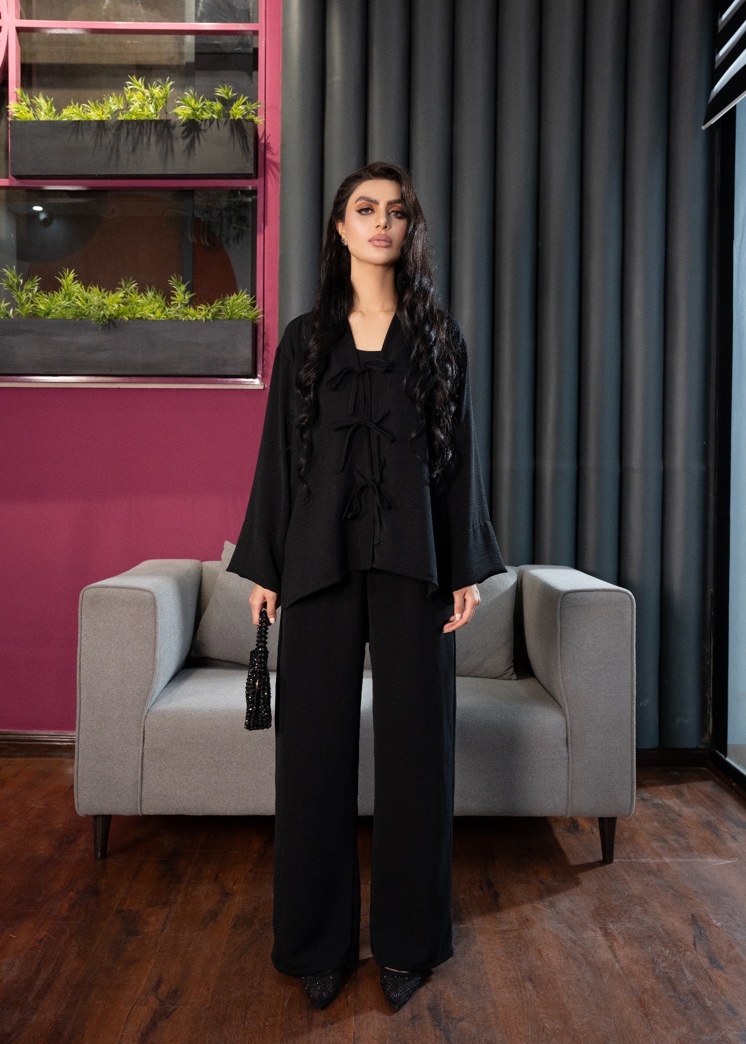 crepe georgette Co Ord Sets in Black
