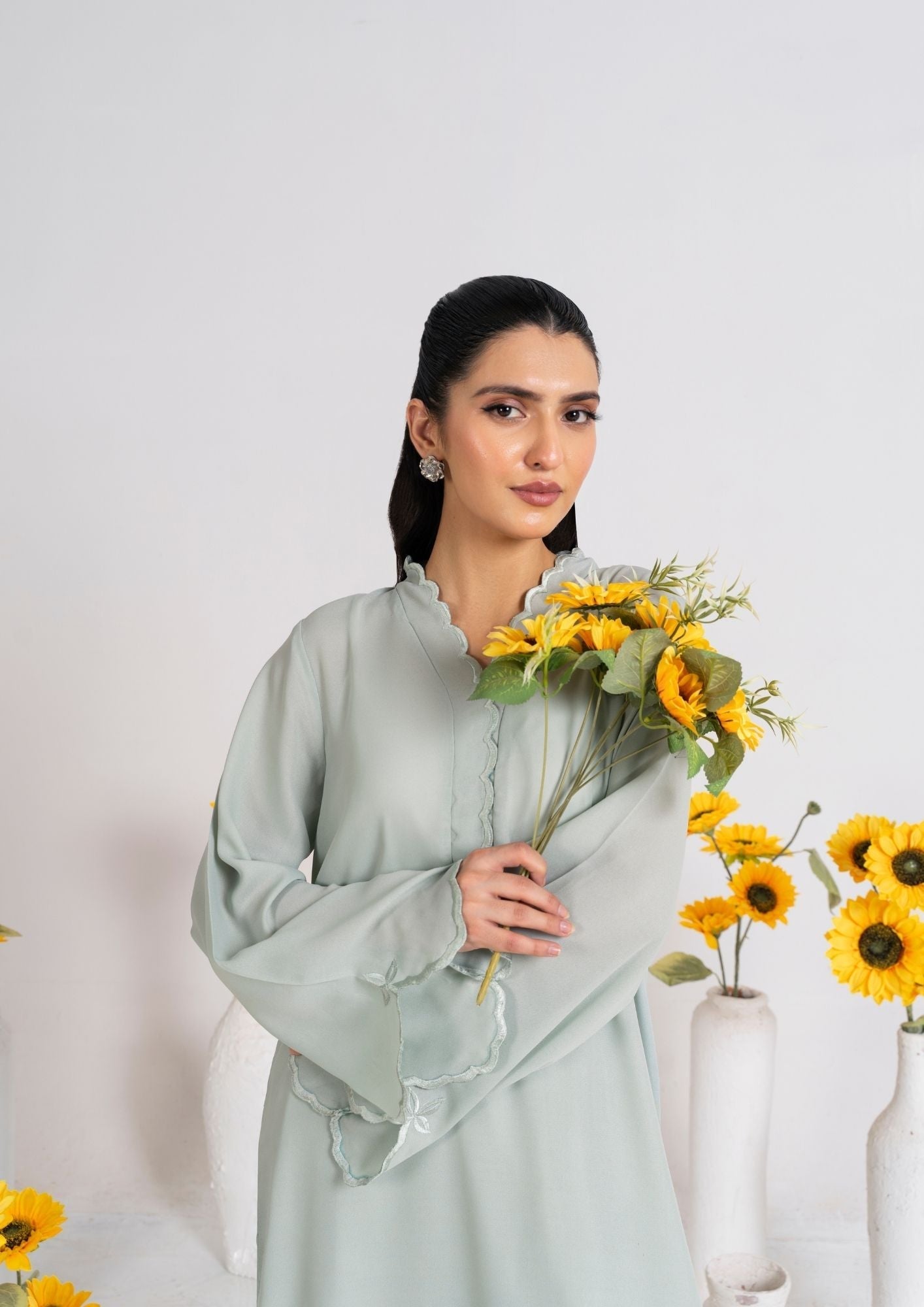 georgette Kurta Set in Pastel green