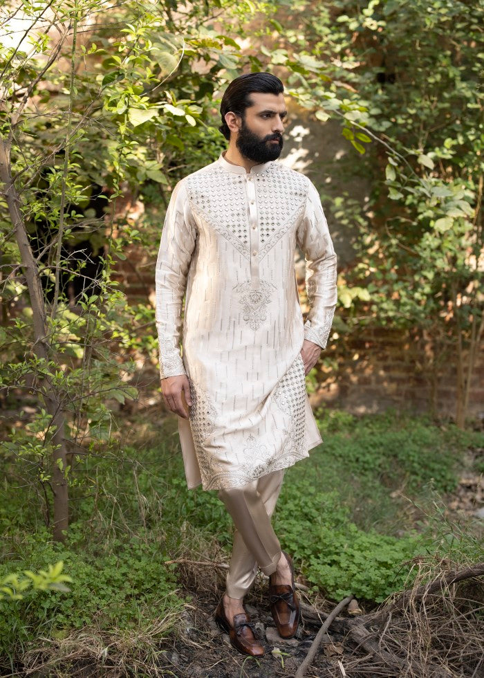 silk Kurta Set in Gold