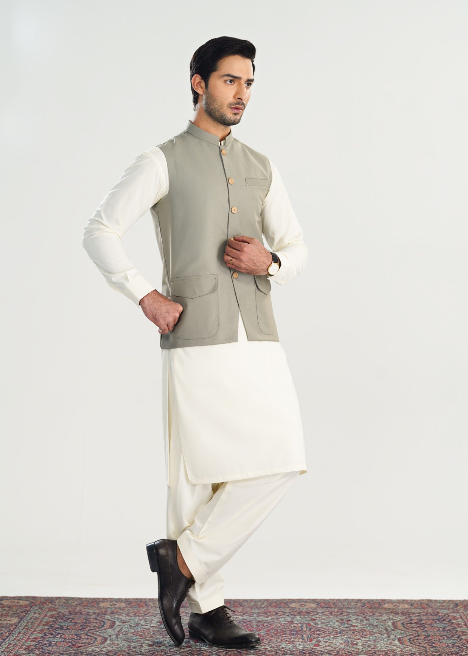suiting Waistcoat in Off-white, grey