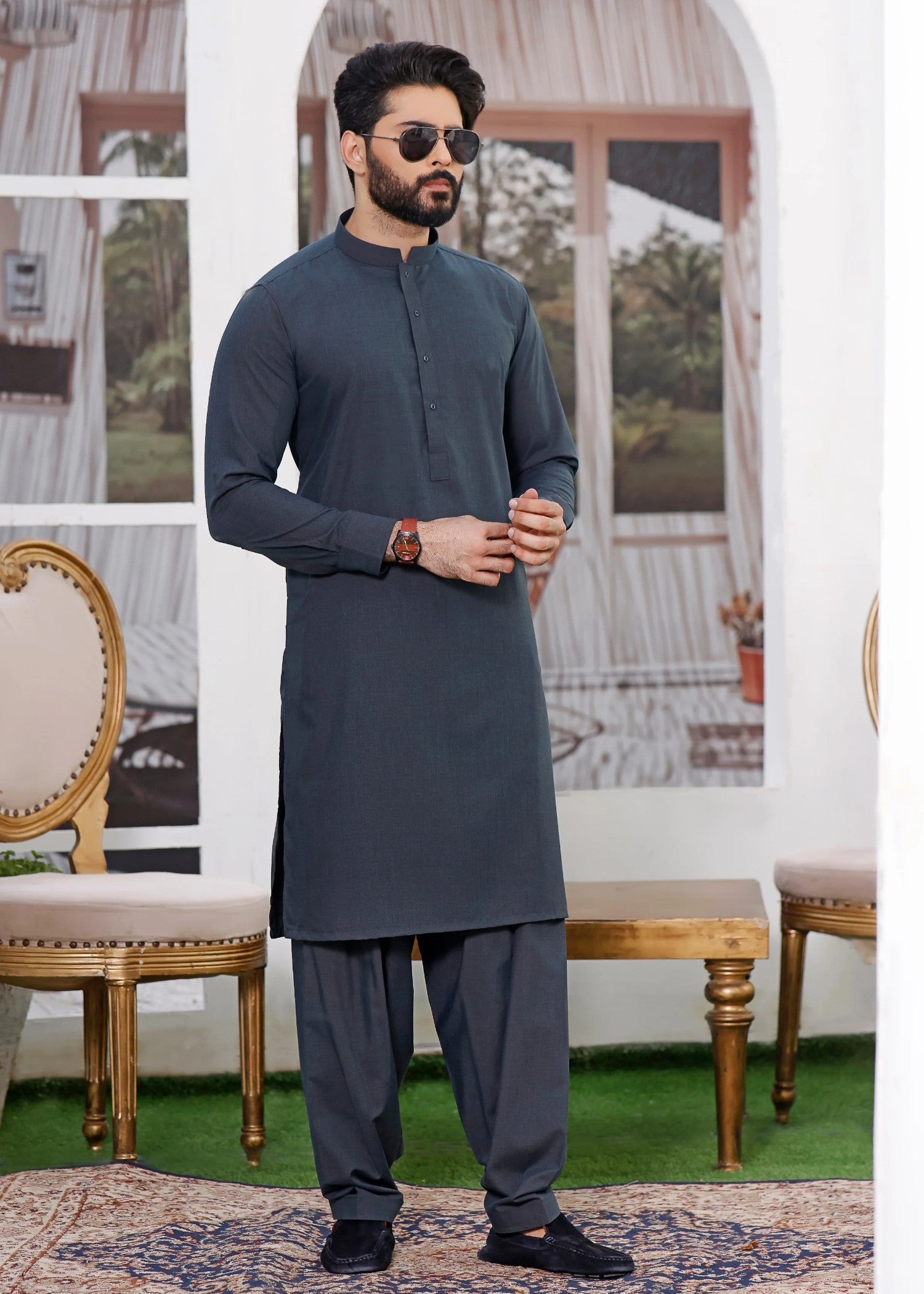 wash & wear Shalwar Kameez in Turquoise