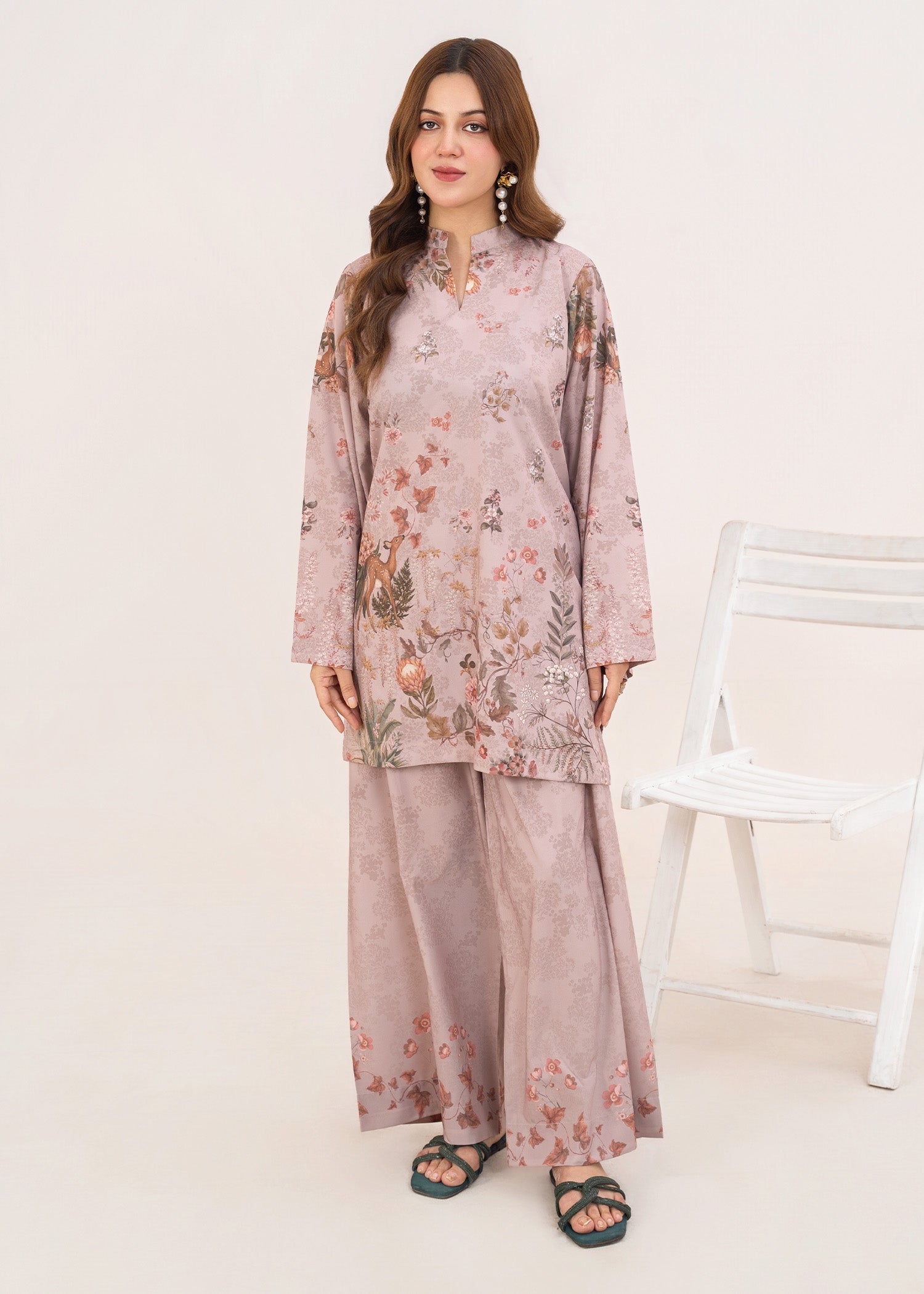 poly lawn Co Ord Sets in Orchid pink