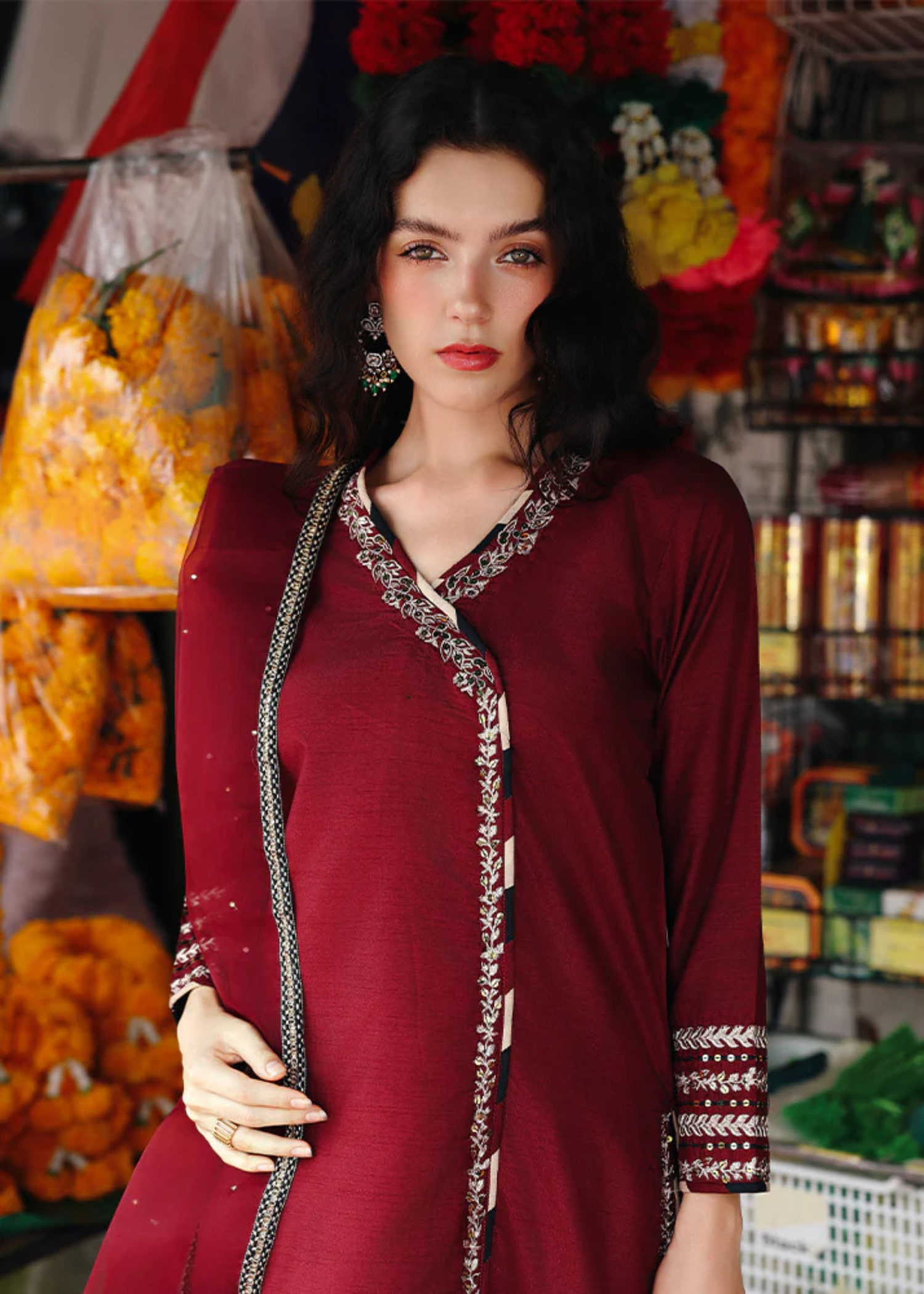 raw silk Angrakha in Maroon