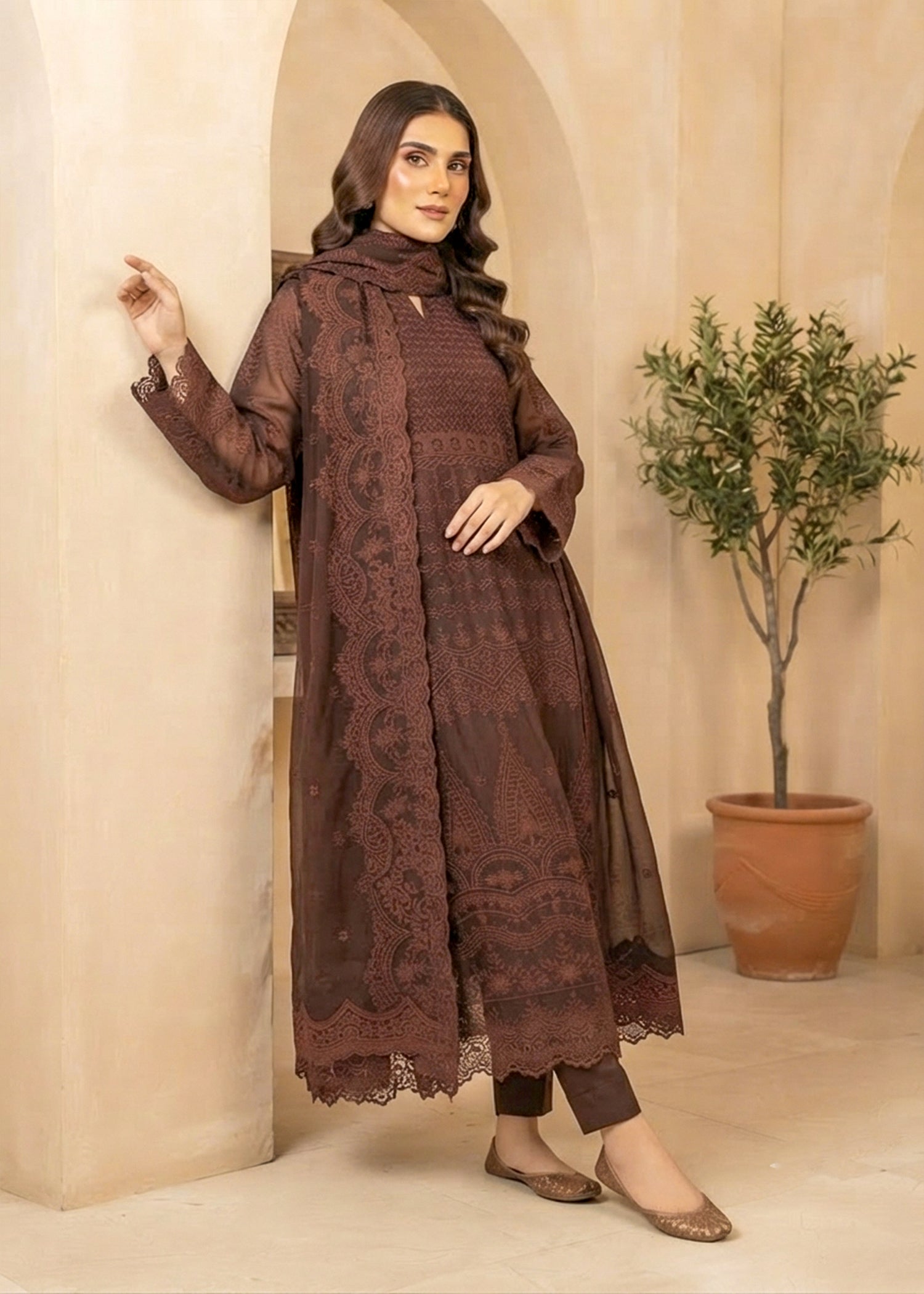 chiffon Maxi in Dark brown