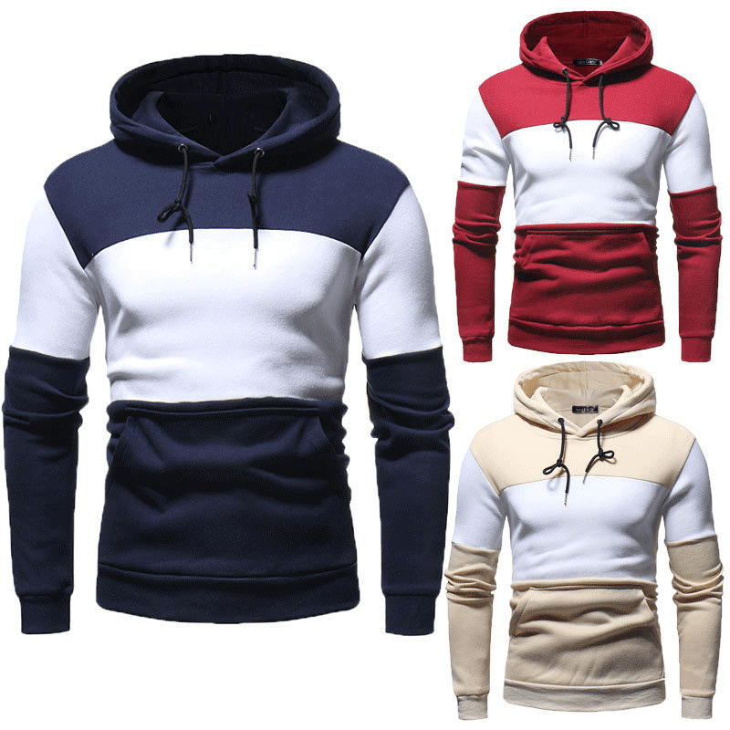 Men'S Clothing Splicing Collision Color Large Size Hoodie