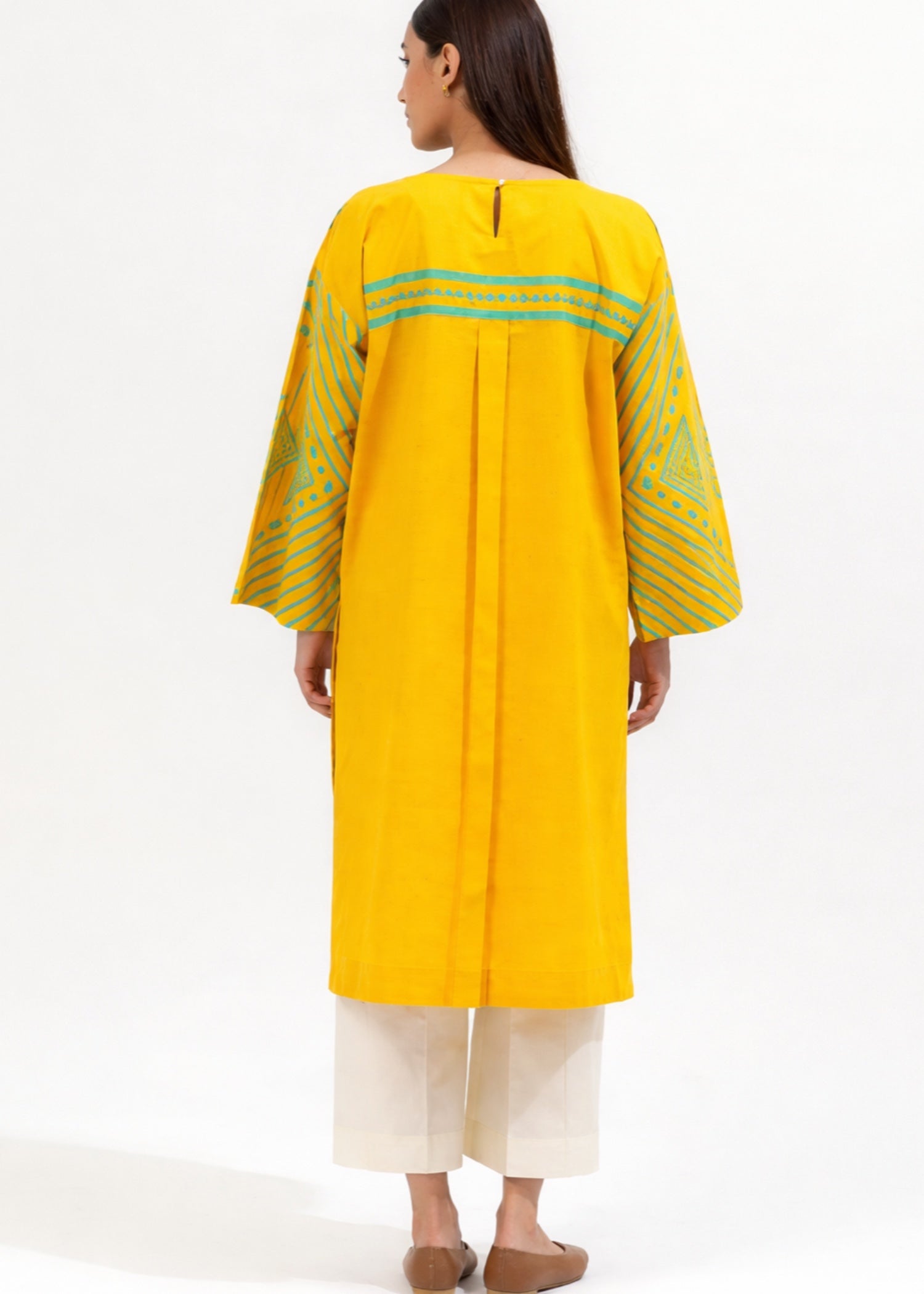 cambric cotton Kurta Set in Sunflower