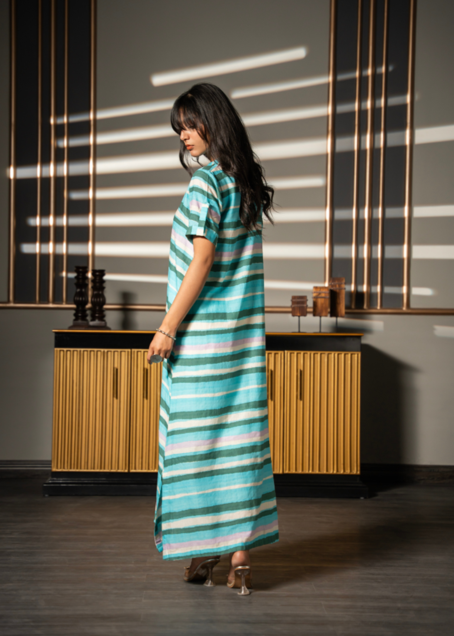 lawn Kaftan in Light blue