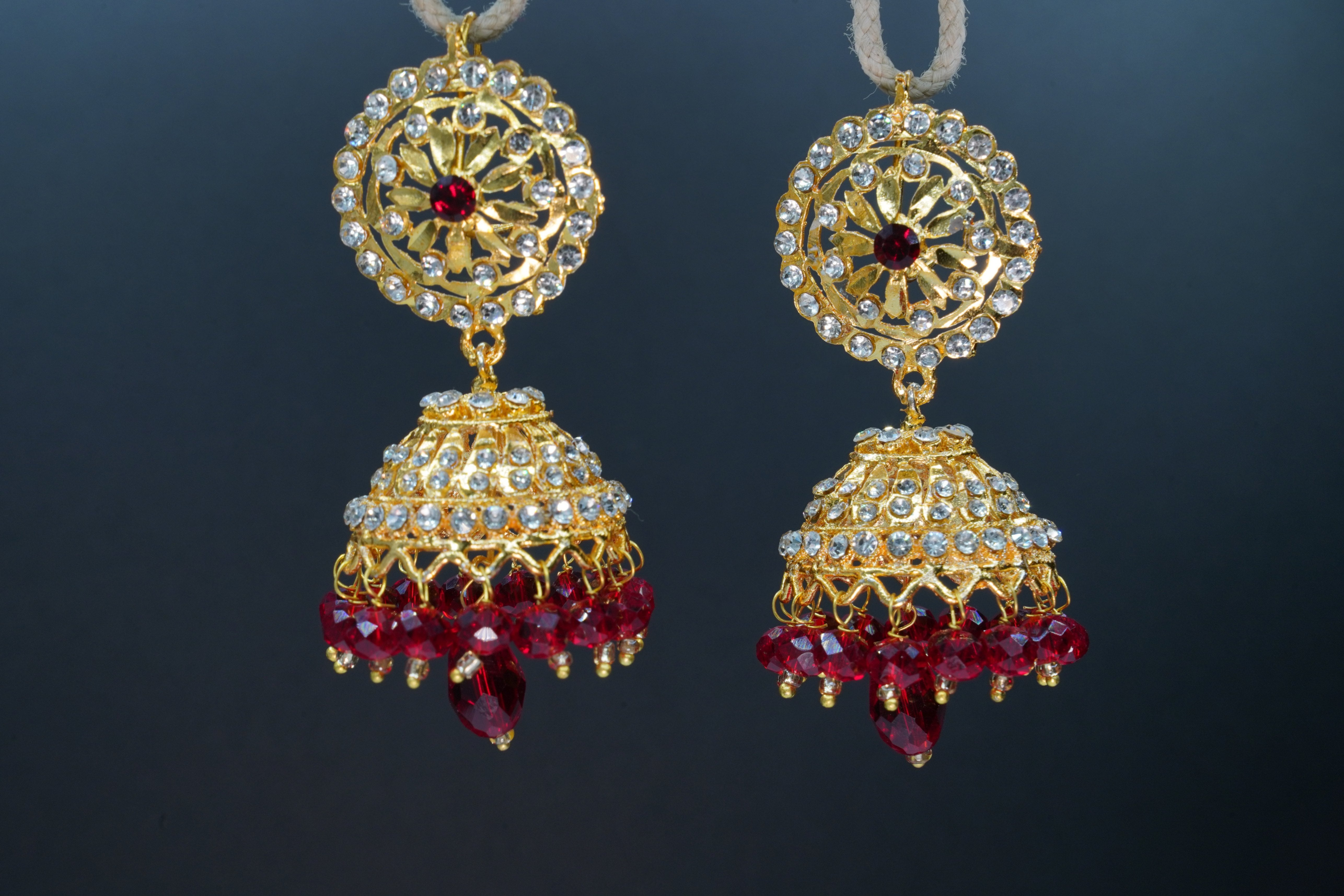 Earrings in Red, golden orange Color by - Trendy Women Earrings WTJ5657