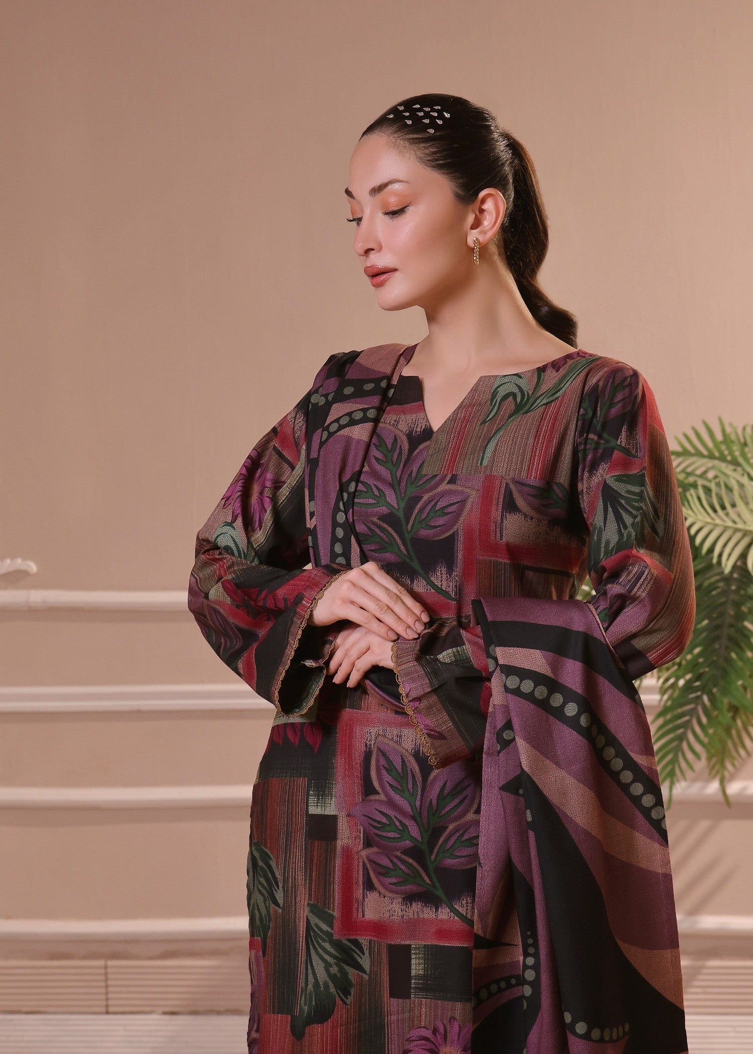 twill khaddar Unstitched in Multi