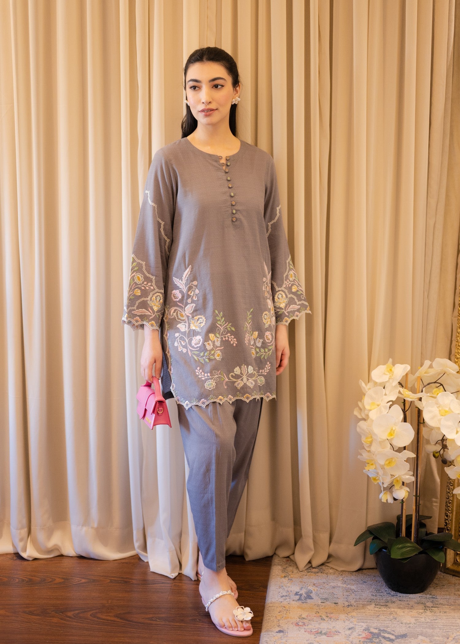 dobby Co Ord Sets in Grey