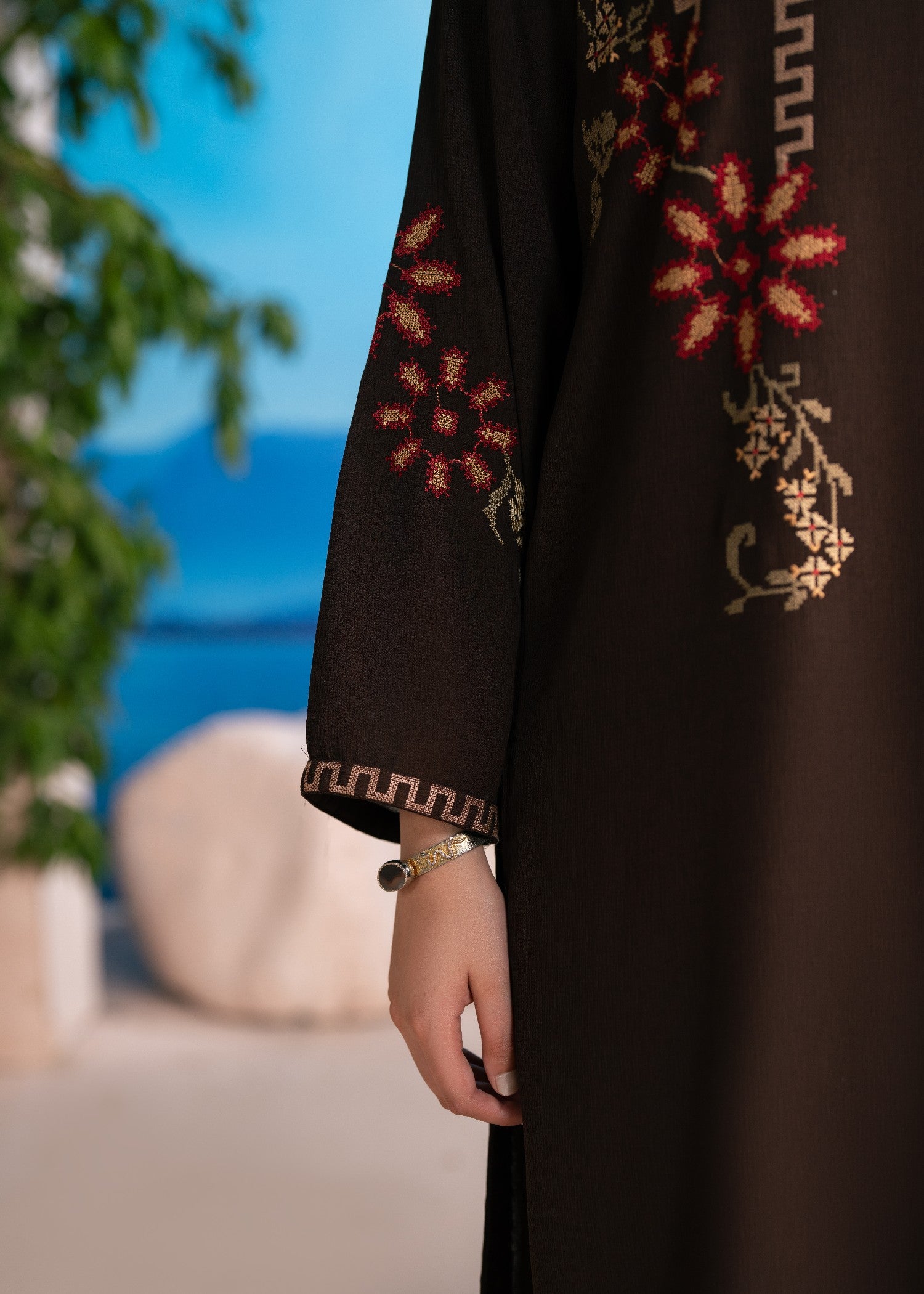 crepe Kurta Set in Coffee brown