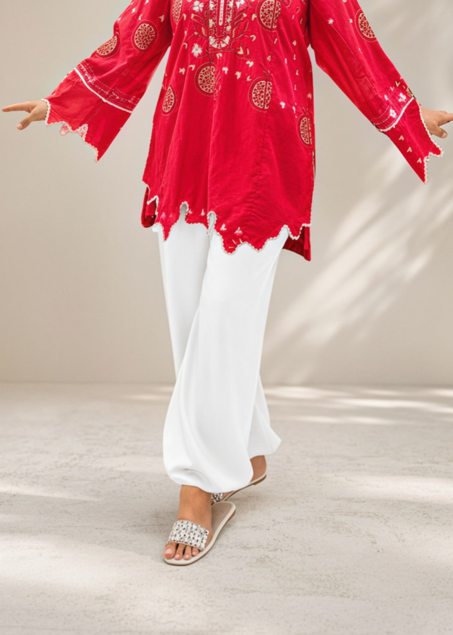 swiss lawn Shalwar in White