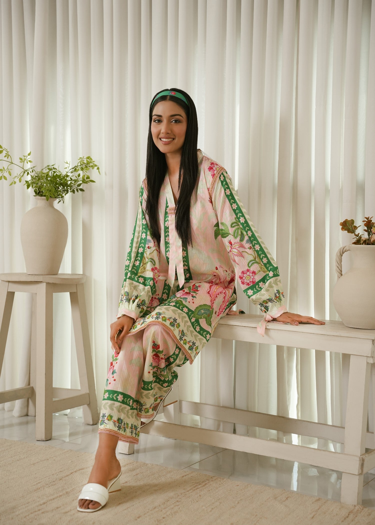 textured lawn Co Ord Sets in Blush pink
