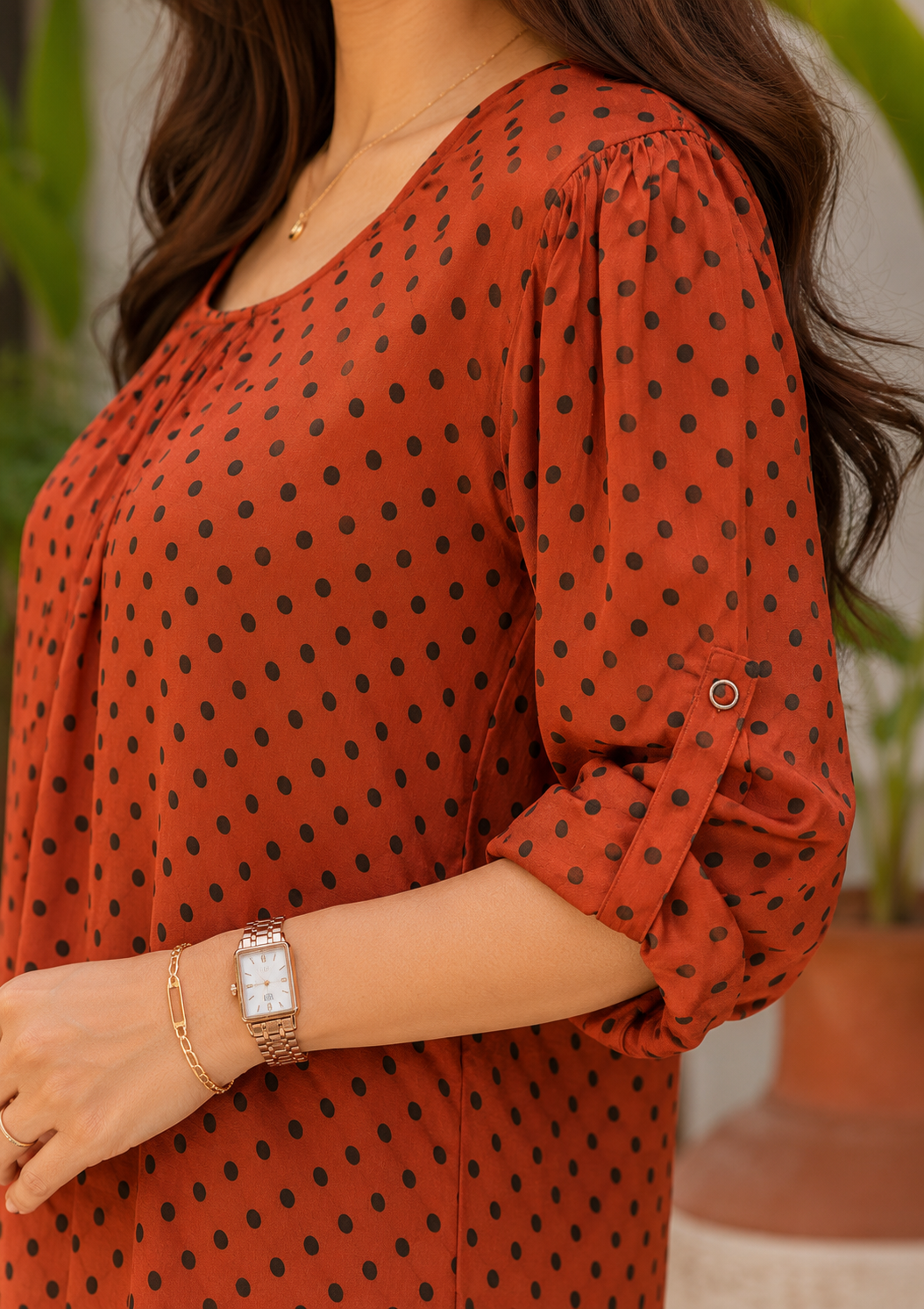 chiffon Top in Rust orange
