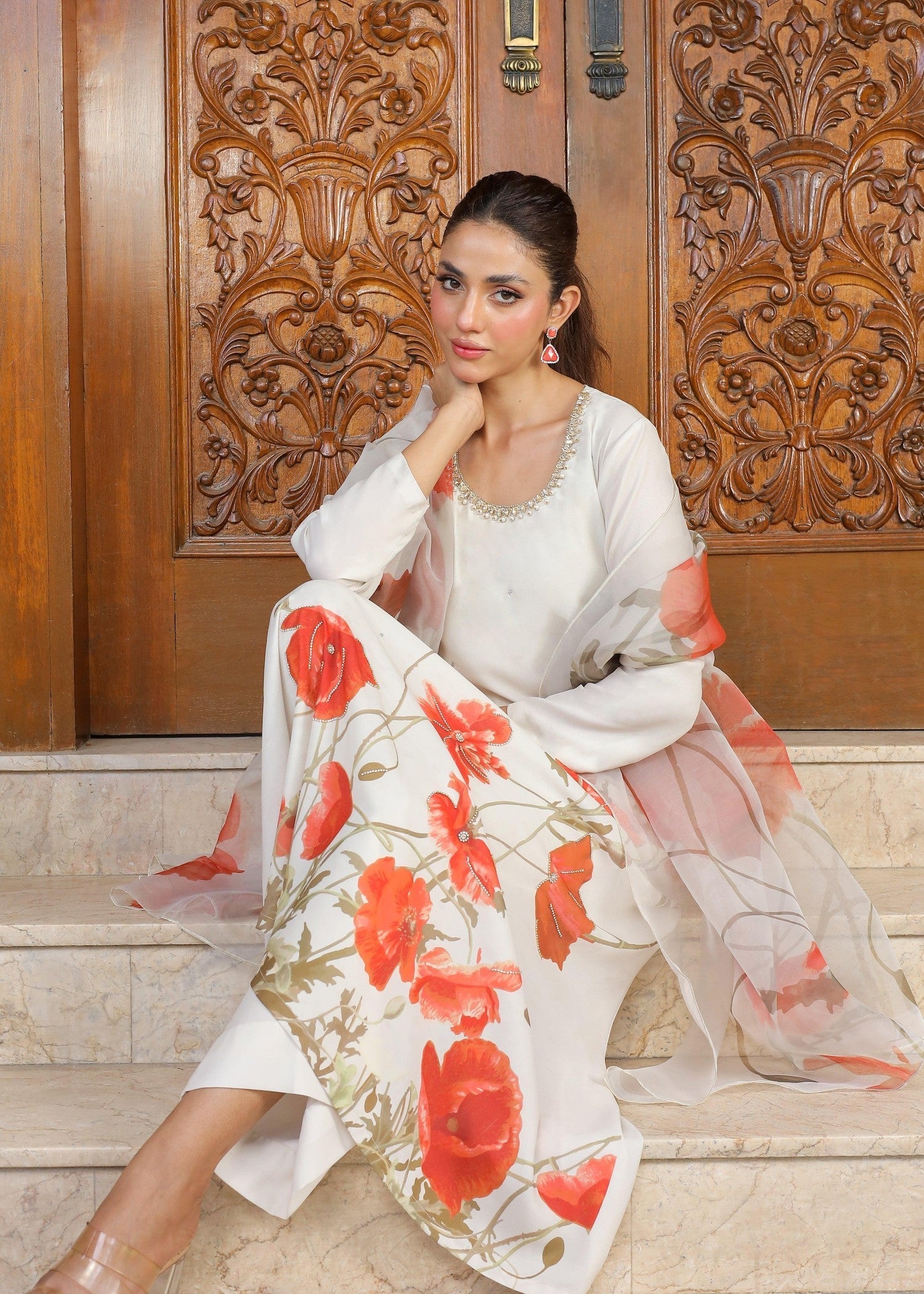 crepe Maxi in White