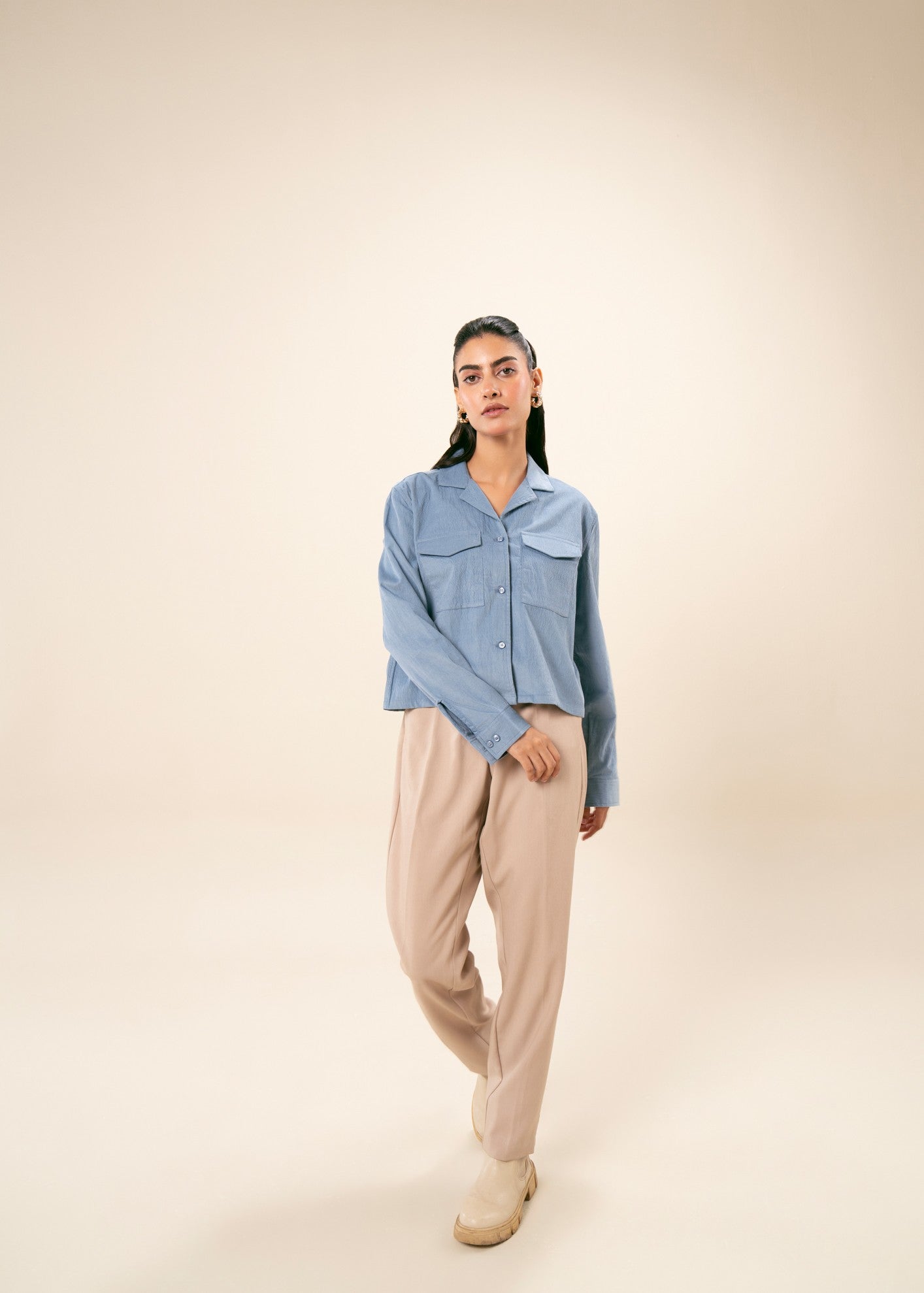 corduroy Top in Sapphire blue