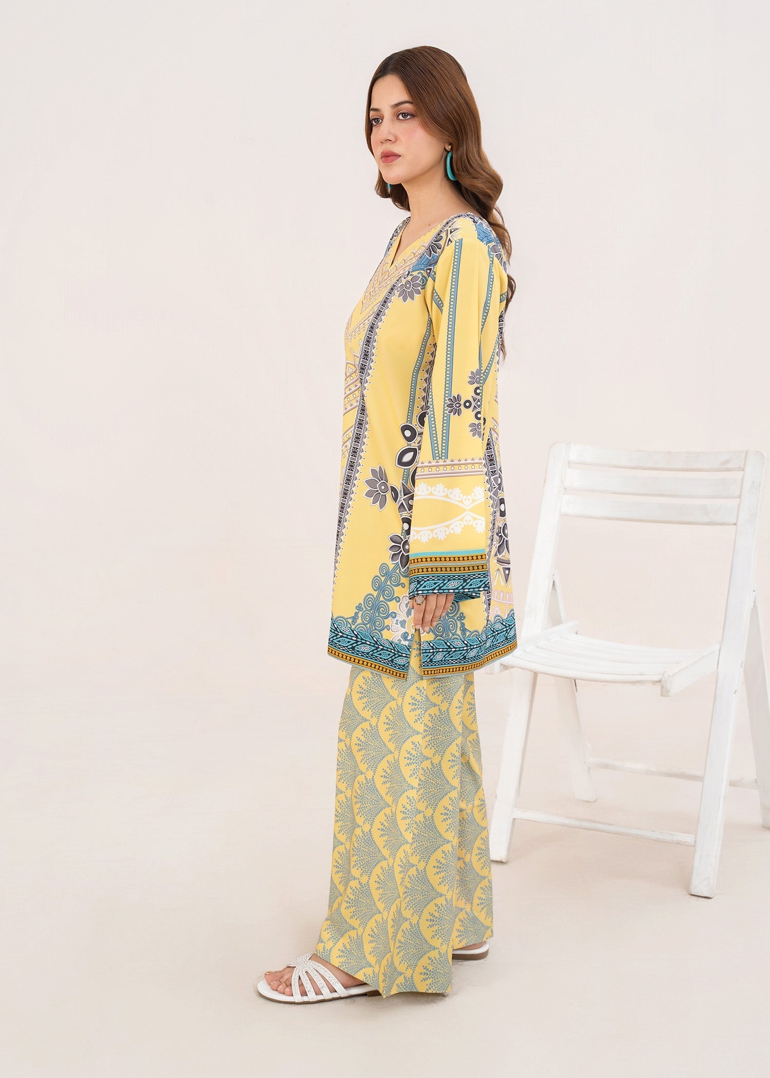 poly grip Kurta Set in Yellow