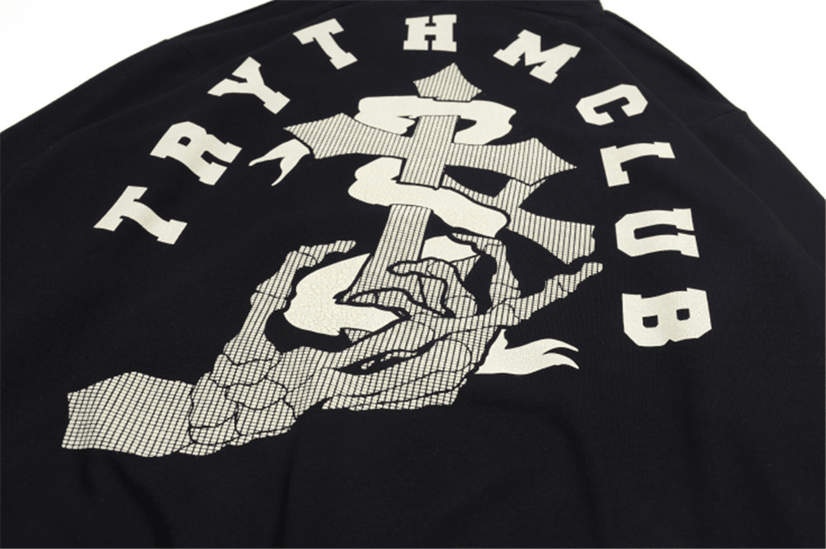Fashionable Men'S Cross Print Hooded Sweatshirt