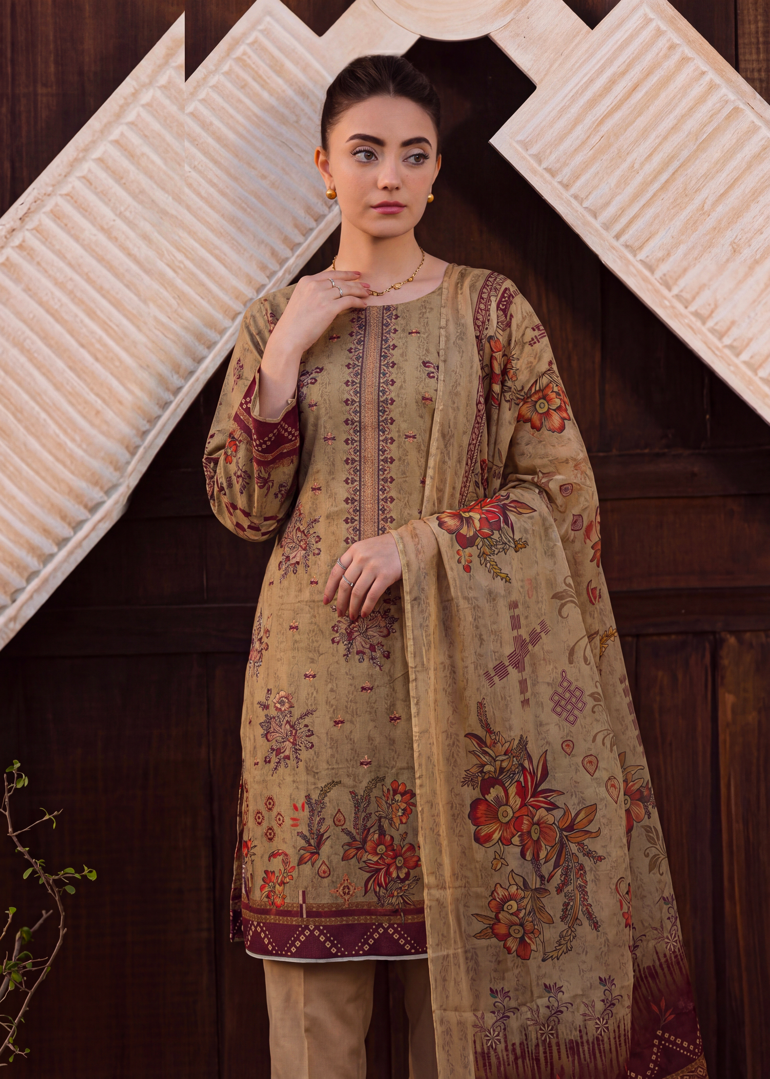 karandi Unstitched in Brown