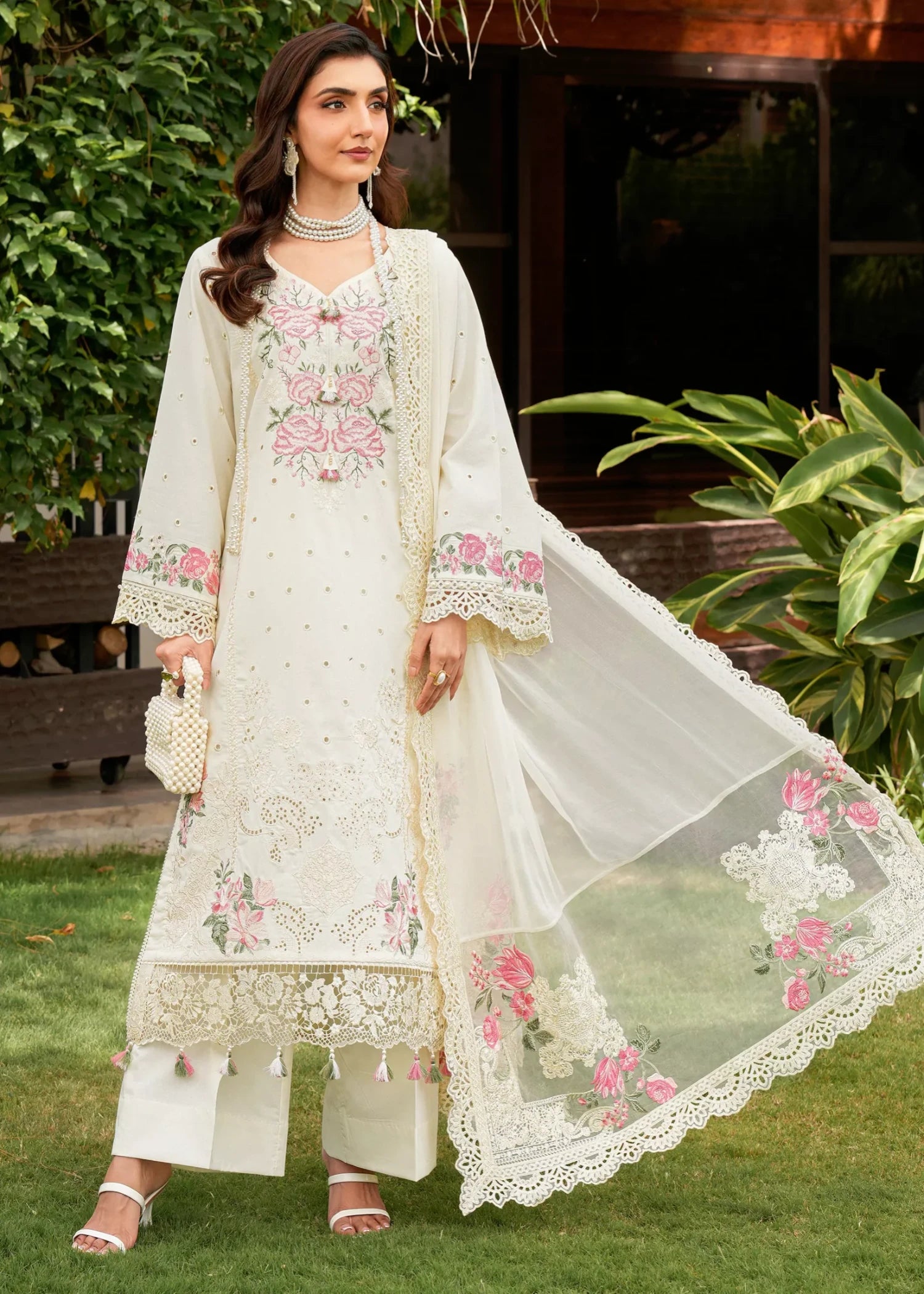 cotton Kurta Set in Ivory