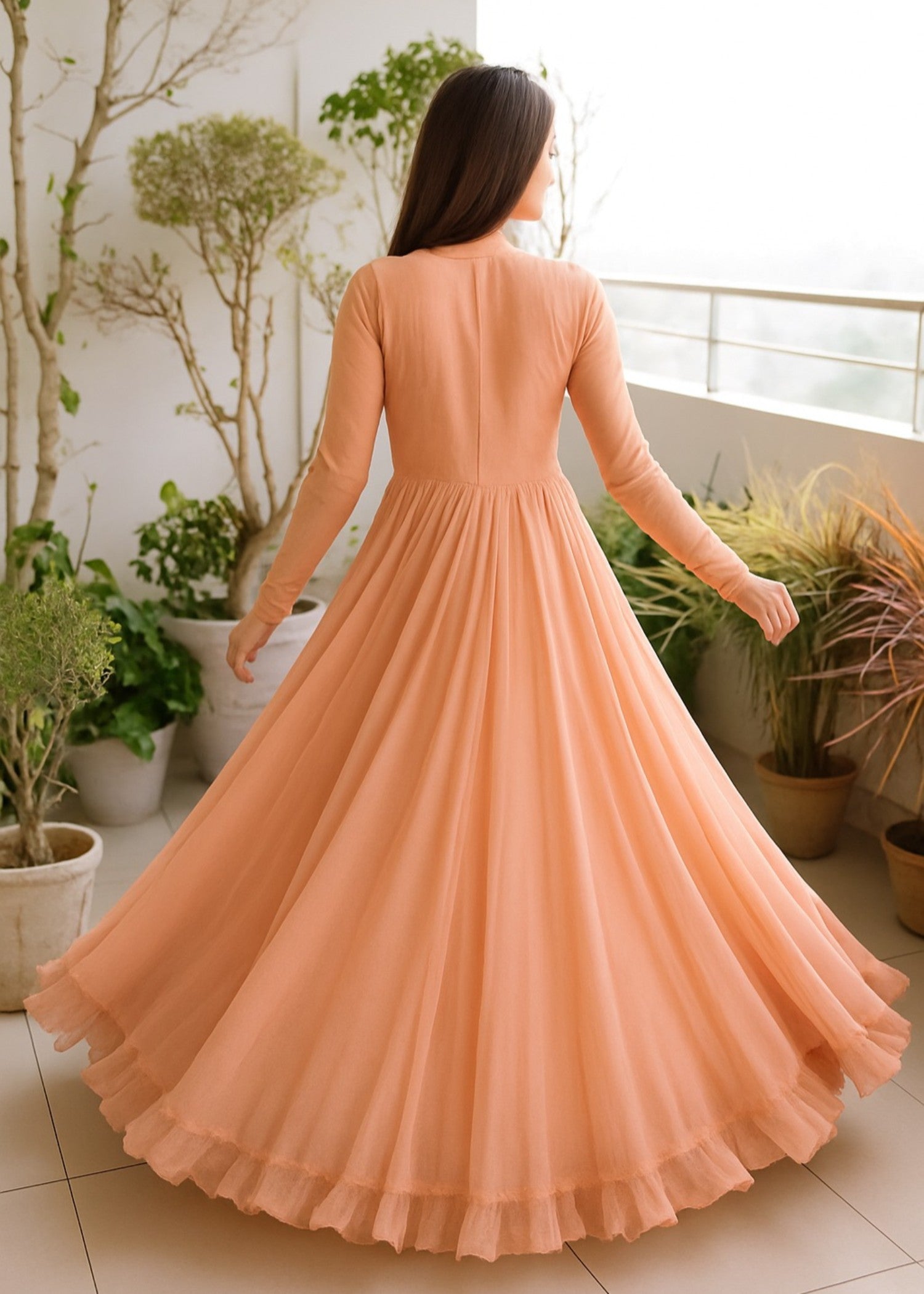 crinkle Maxi in Peach pink