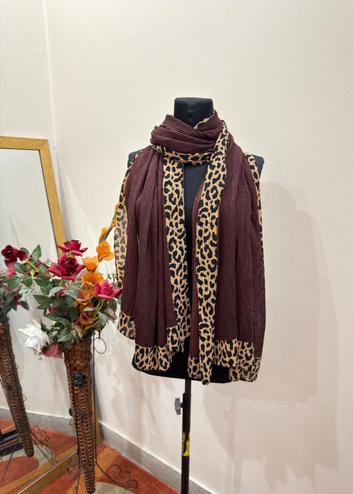 textured lawn Hijab in Chocolate brown