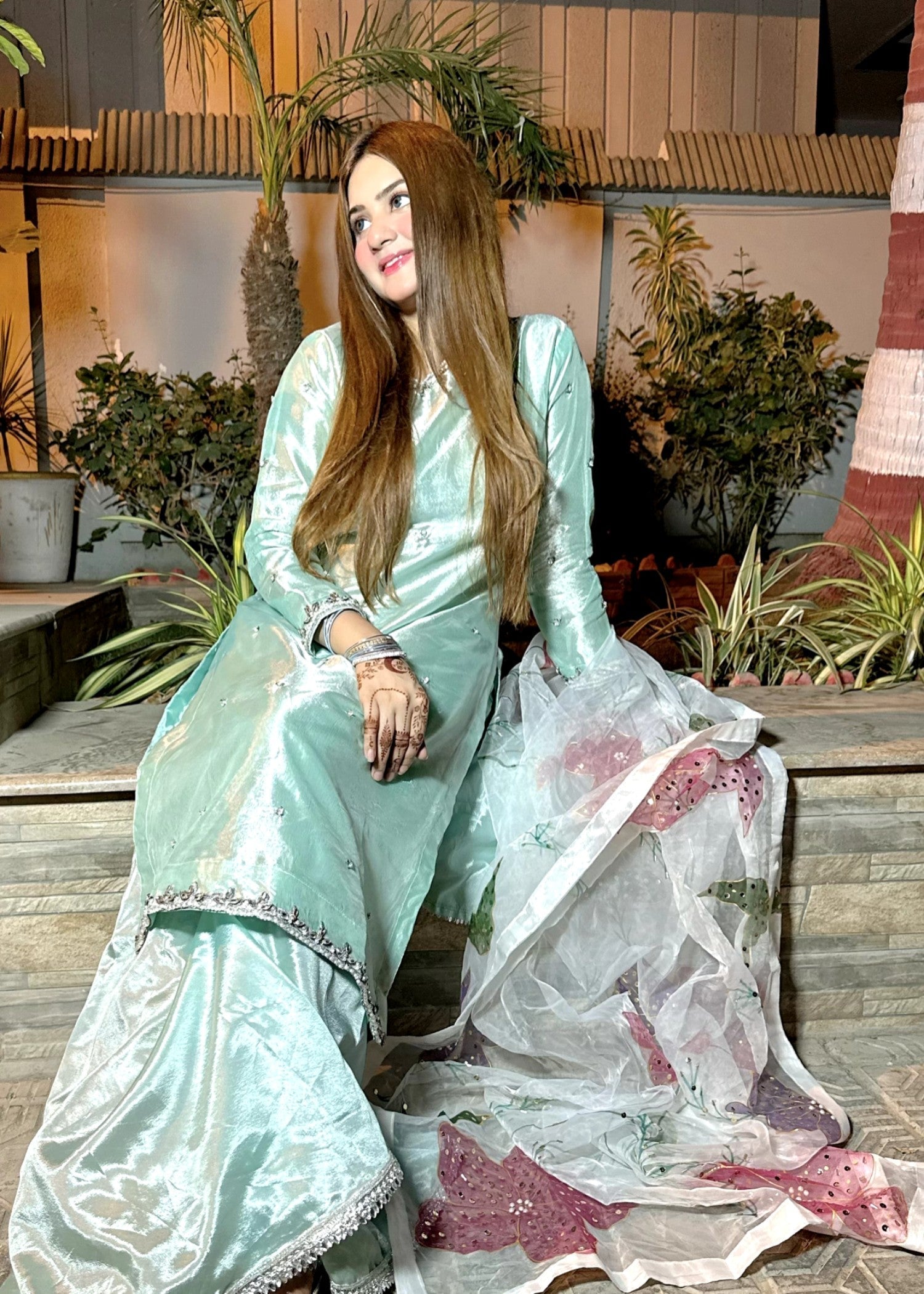 masuri Sharara in Aquamarine