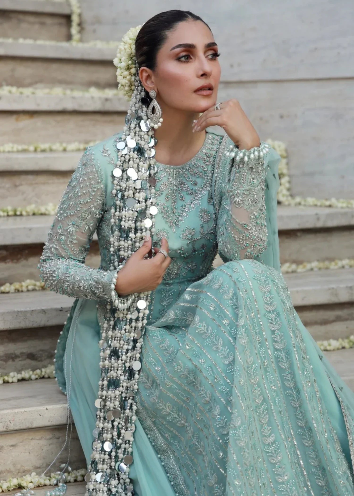 chiffon Sharara in Aquamarine
