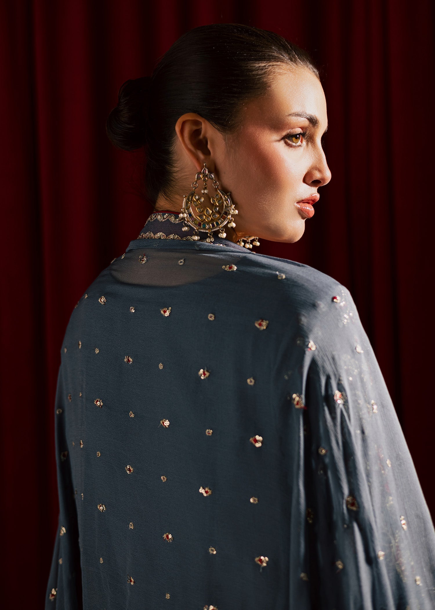 medium silk Kurta Set in Grey