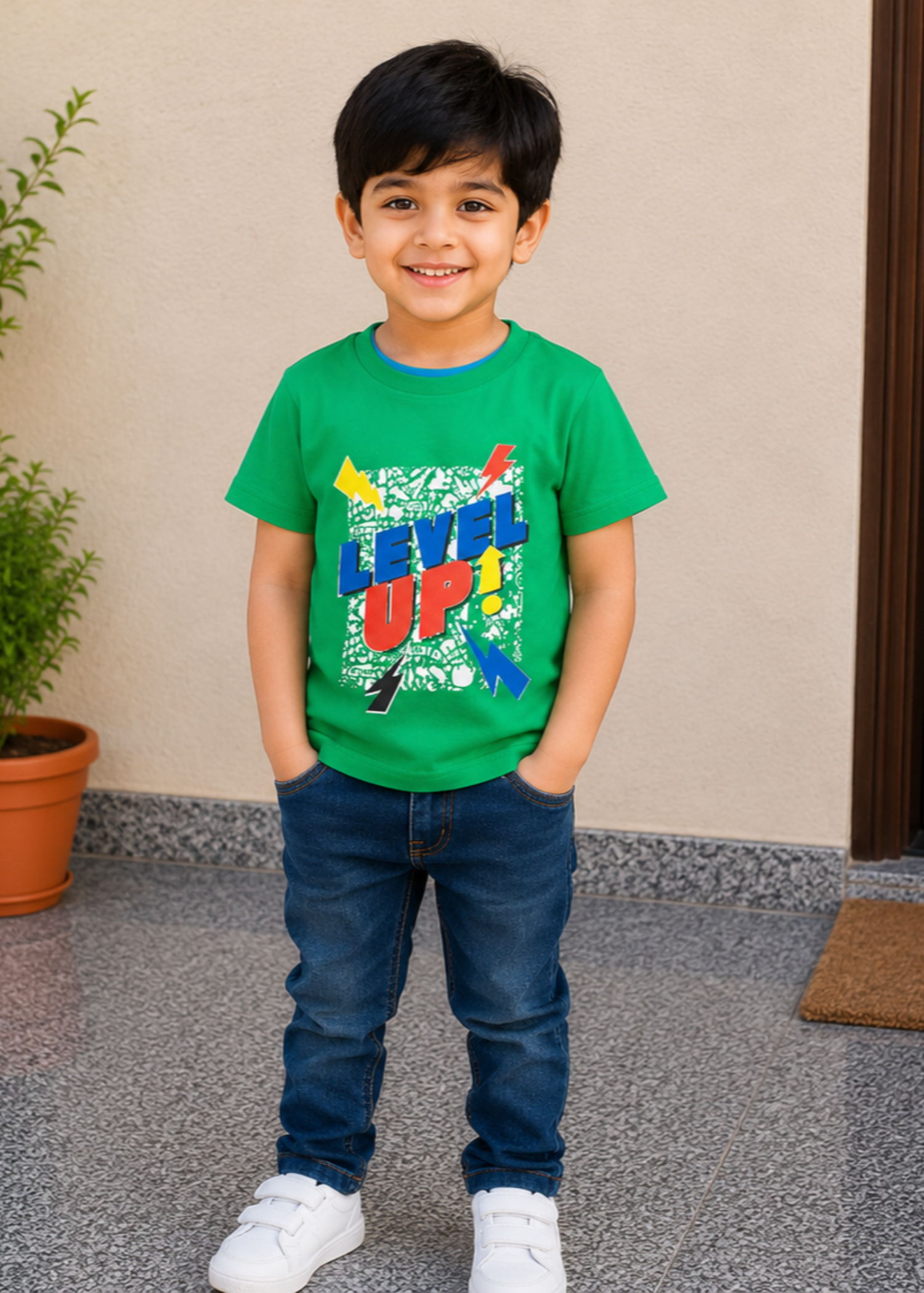 cotton jersey T Shirt in Forest green