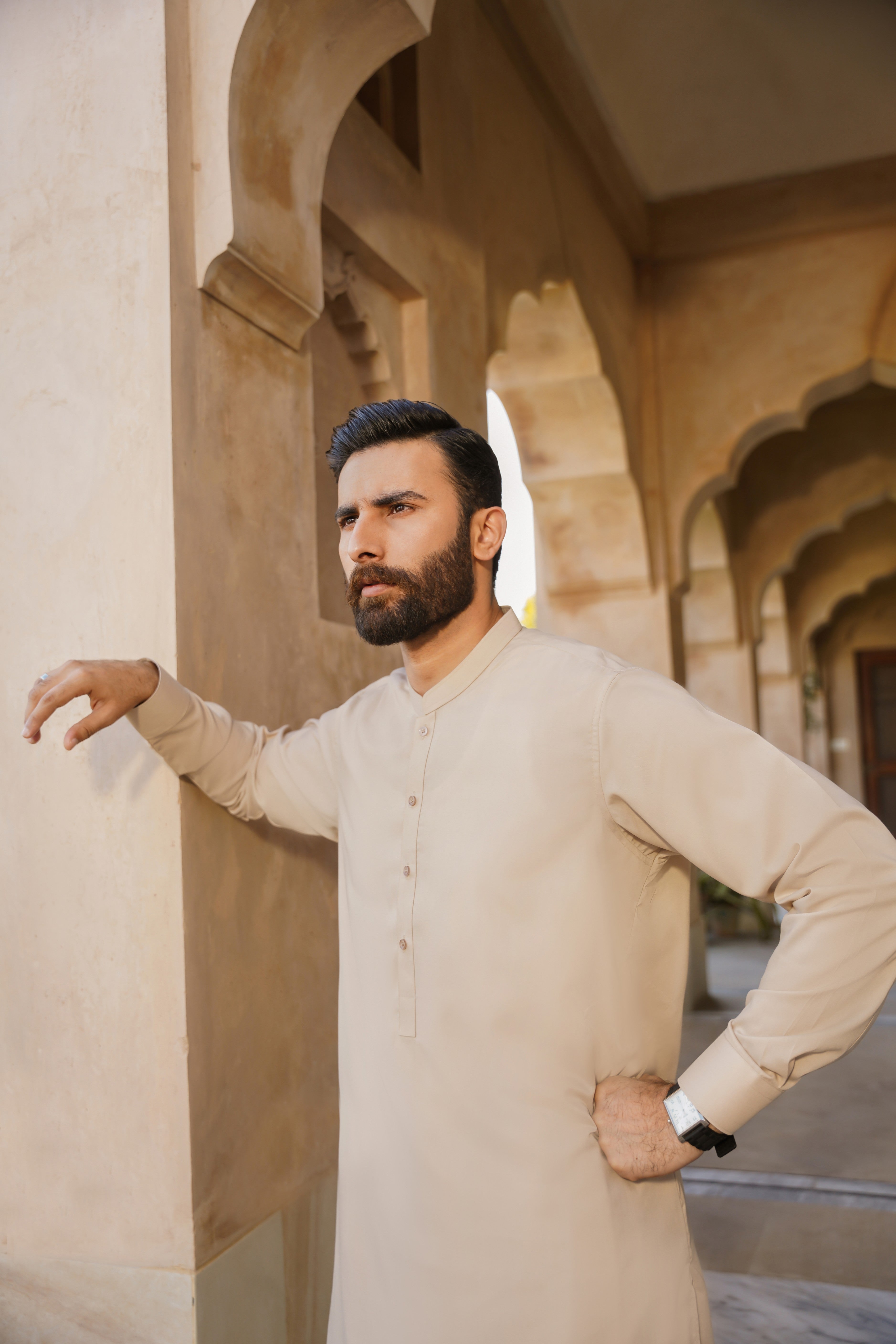 cotton Shalwar Kameez in Beige